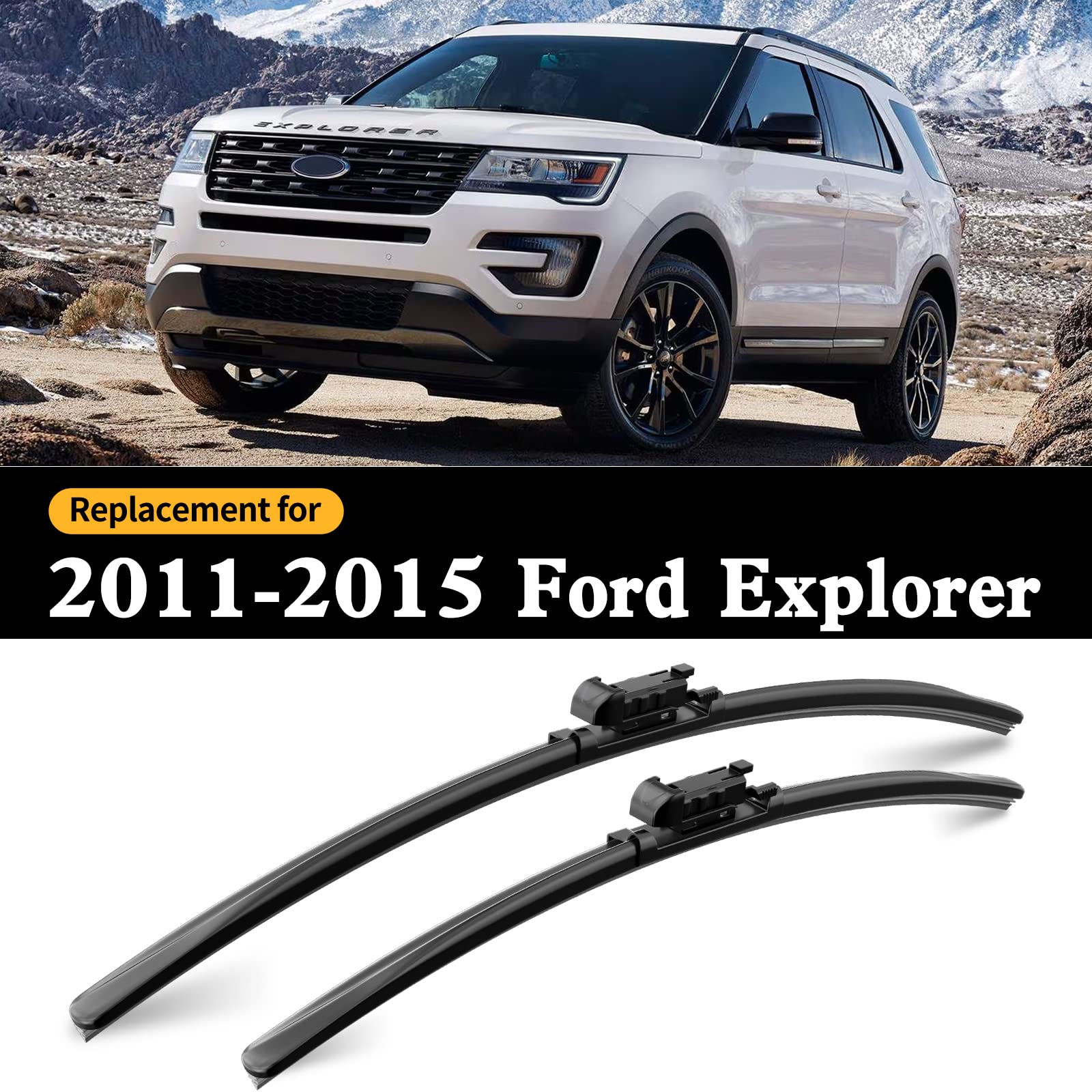 Gardimu Front And Rear Windshield Wiper Blades, 3 Pcs Front And Back Windshield Wipers Blades Replacement For Ford Explorer 2011