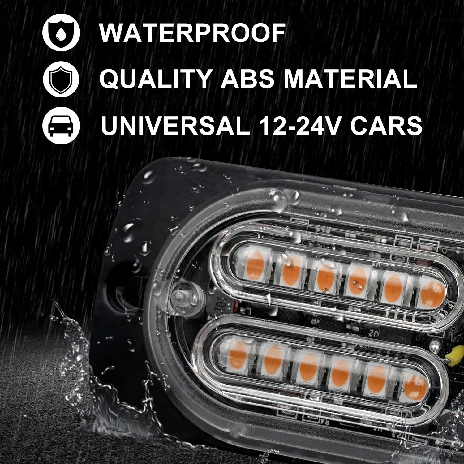 Ease2U E 12-24V 24-Led Super Bright Led Emergency Strobe Lights Warning For Cars Trucks Vehicle Suv Caution Hazard Construction