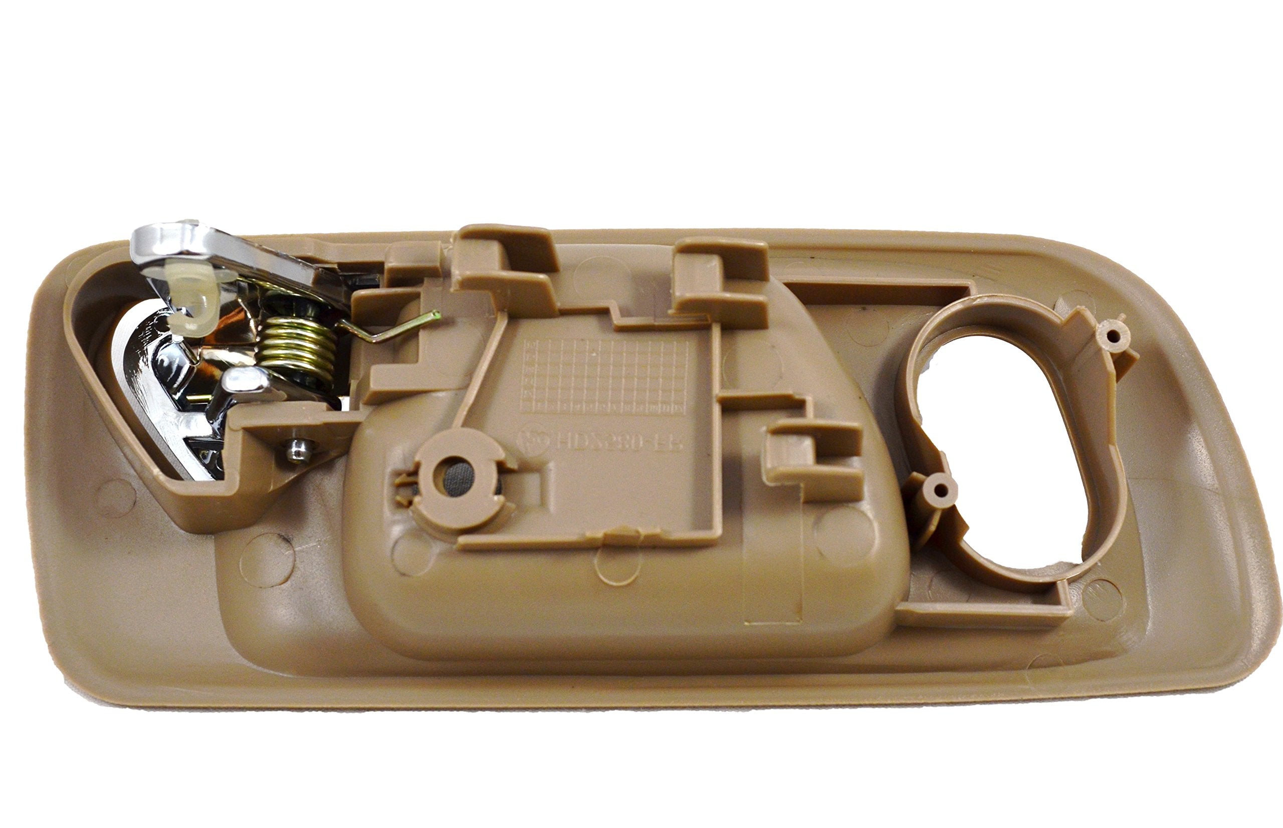 PT Auto Warehouse HO-2580ME-FL - Inside Interior Inner Door Handle, Beige/Tan Housing with Chrome Lever - 4-Door Sedan, Driver Side Front