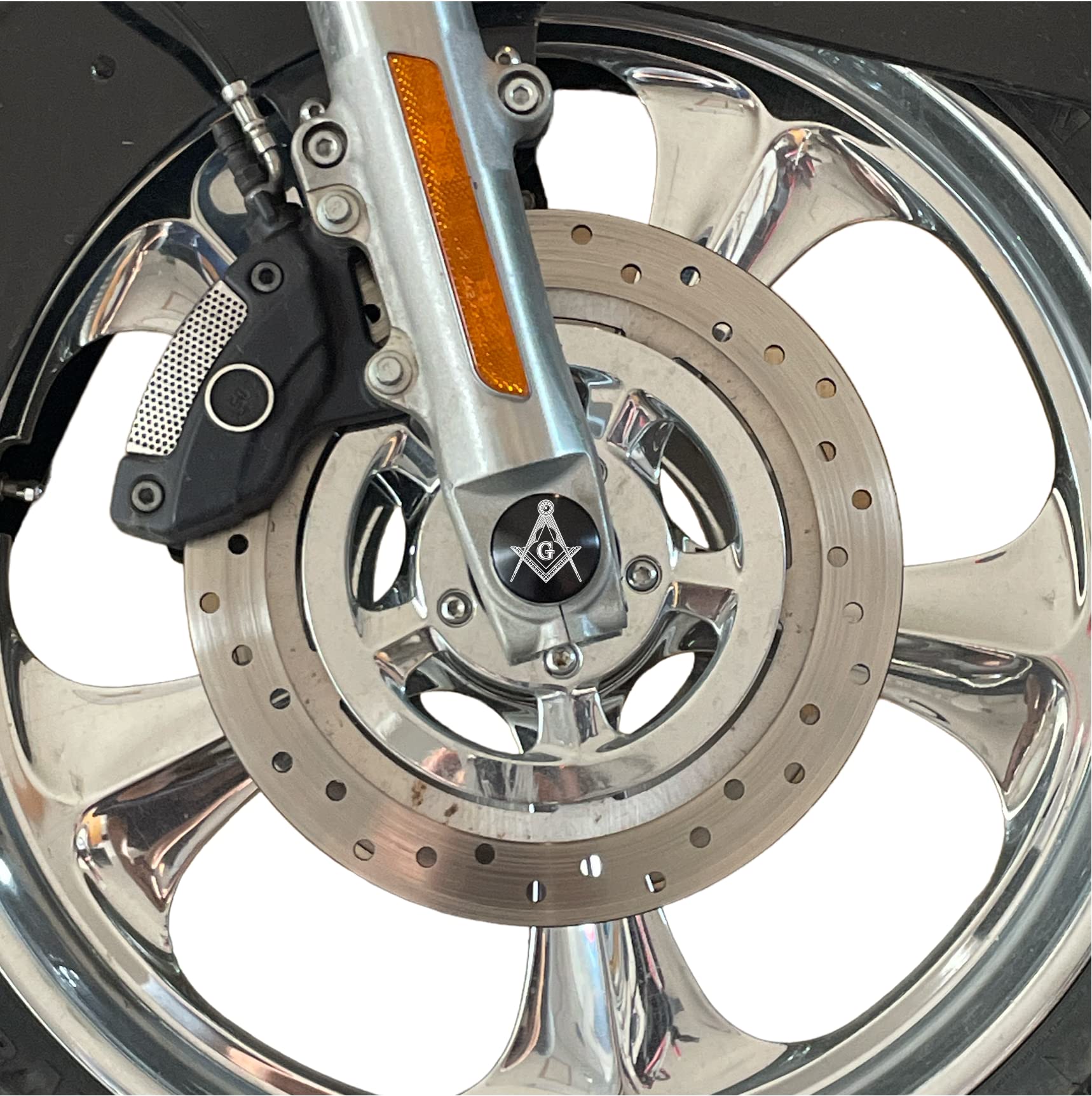 Masonic Front Axle Cap Nut Covers Black In Color Compatible With Harley Davidson Touring Road King Road Glide Street Glide Ultra Dyna