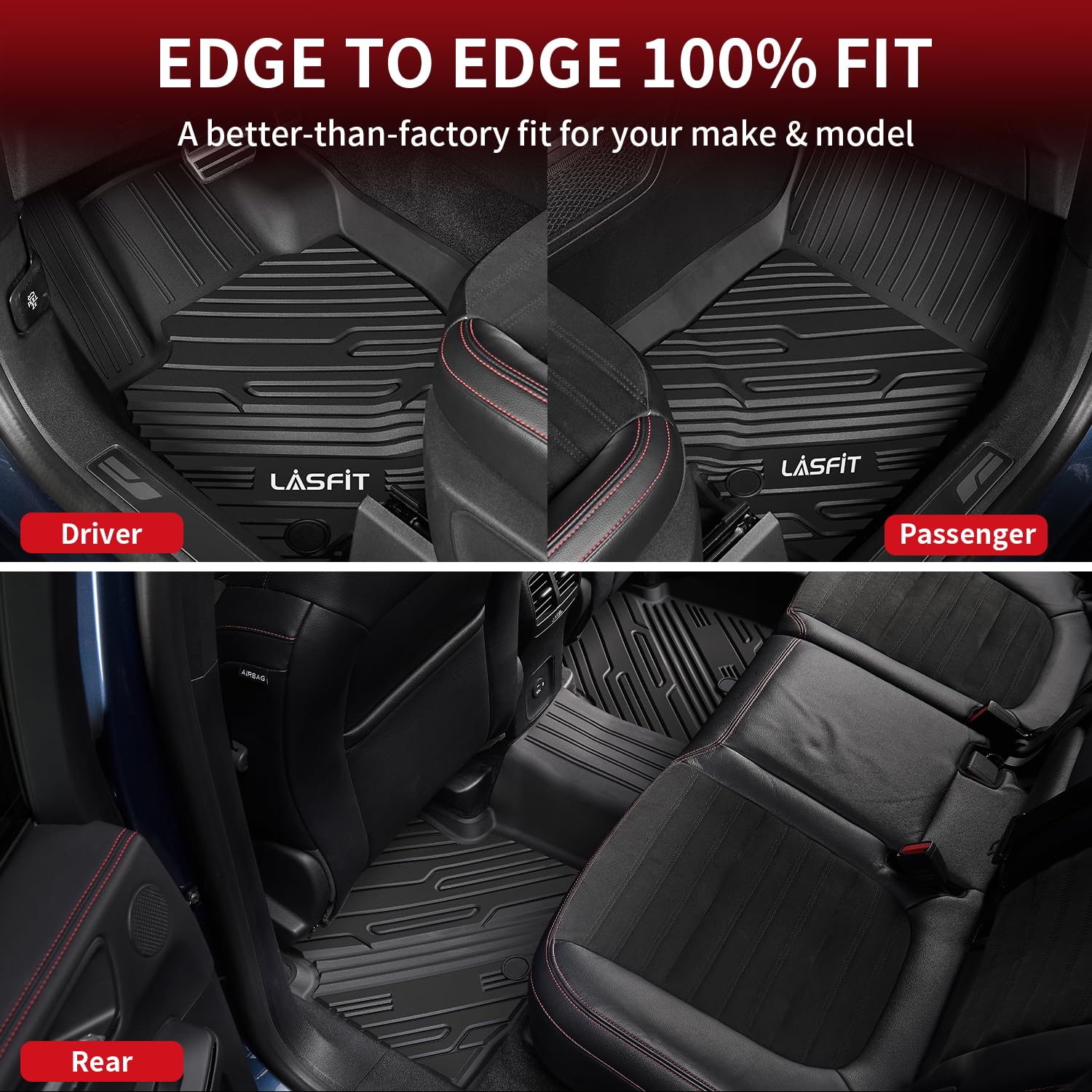 Lasfit Floor Mats For Ford Bronco Sport 2025 2024 2023 2022 2021 Carpeted Floor All Weather Protector Custom Fit Tpe Car Liners,