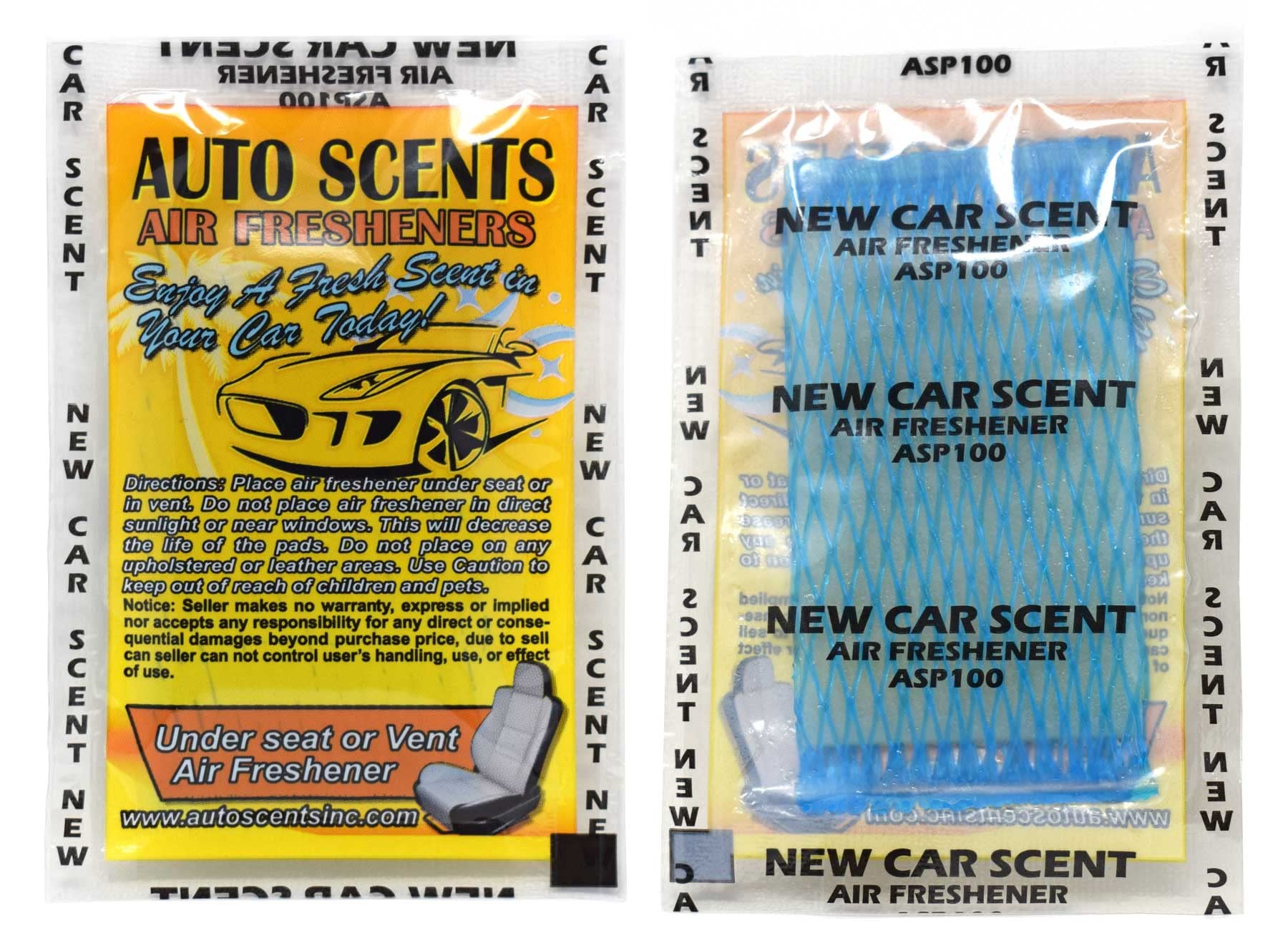 Individually Wrapped - Professional Car Air Freshener Pads - Remove Smells & Add Ambience (15 Per Pack) (New Car)