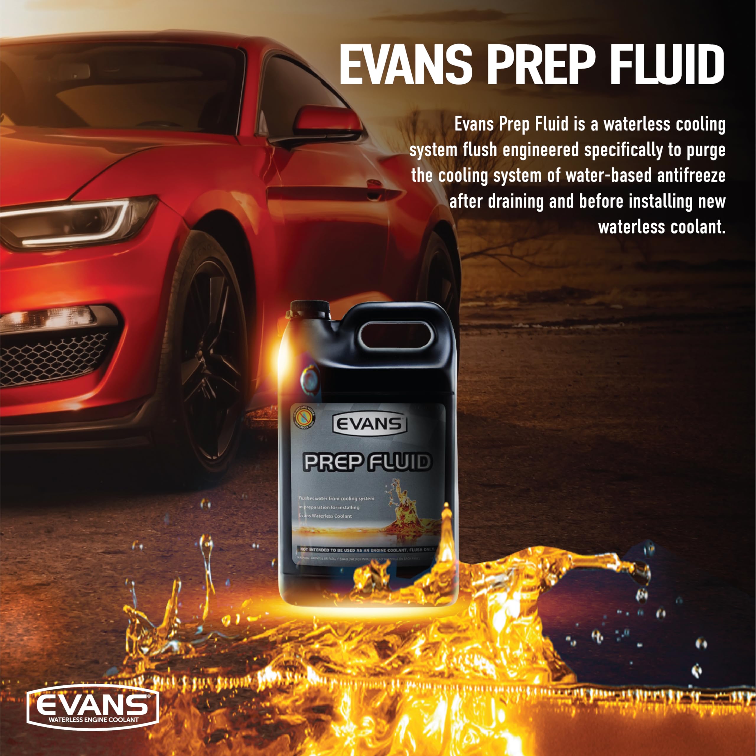 Evans Cooling Systems Ec42001 Waterless Prep Fluid With Funnel, 128 Fl. Oz.