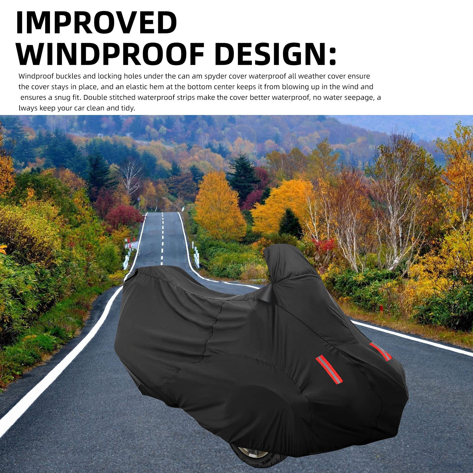 Can Am Spyder Rt Cover 2010-2022, Can Am Spyder Cover Waterproof All Weather, 420D Oxford Cloth Pu Coating, Waterproof And Anti-Uv Anti-Dust, Can Am Spyder Cover