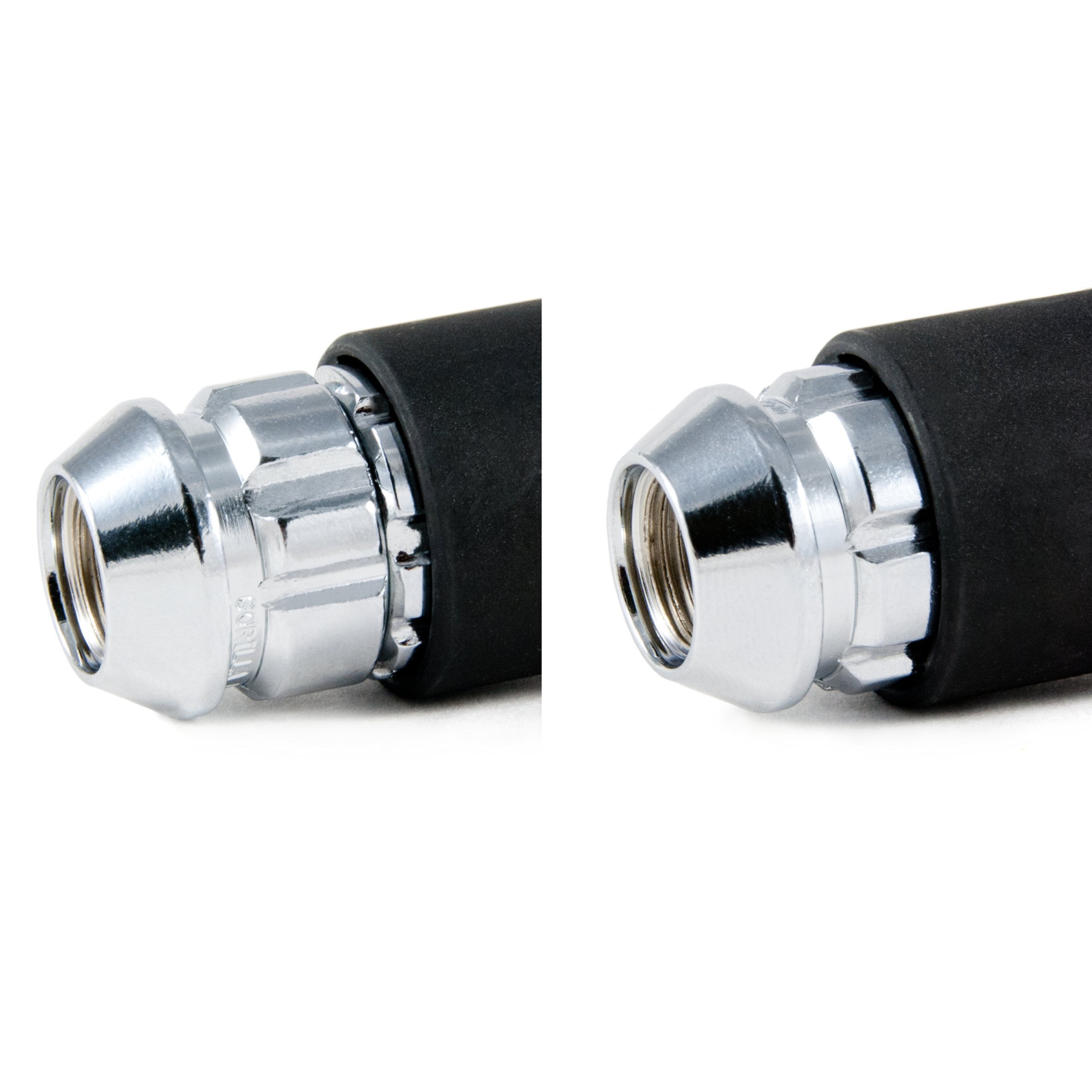Gorilla Automotive Acorn Chrome Wheel Lock, 12mm x 1.50, Pack of 4, Black and Silver, Model 71631X
