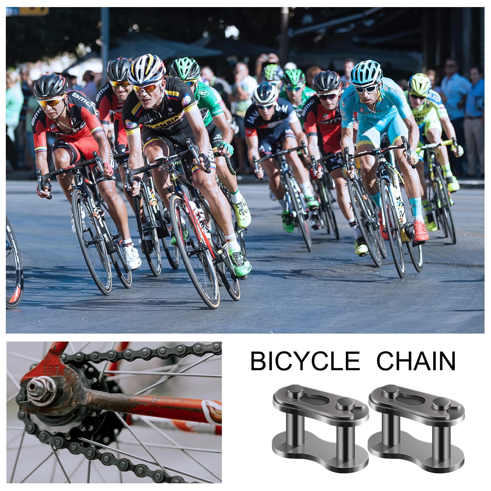 Aiex 8Pcs #415 Chain Master Links, Steel Alloy Heavy Duty Roller Chain Connector Links For Bike Motorized Bicycle Mini Bike Karting Pit Atv Scooter