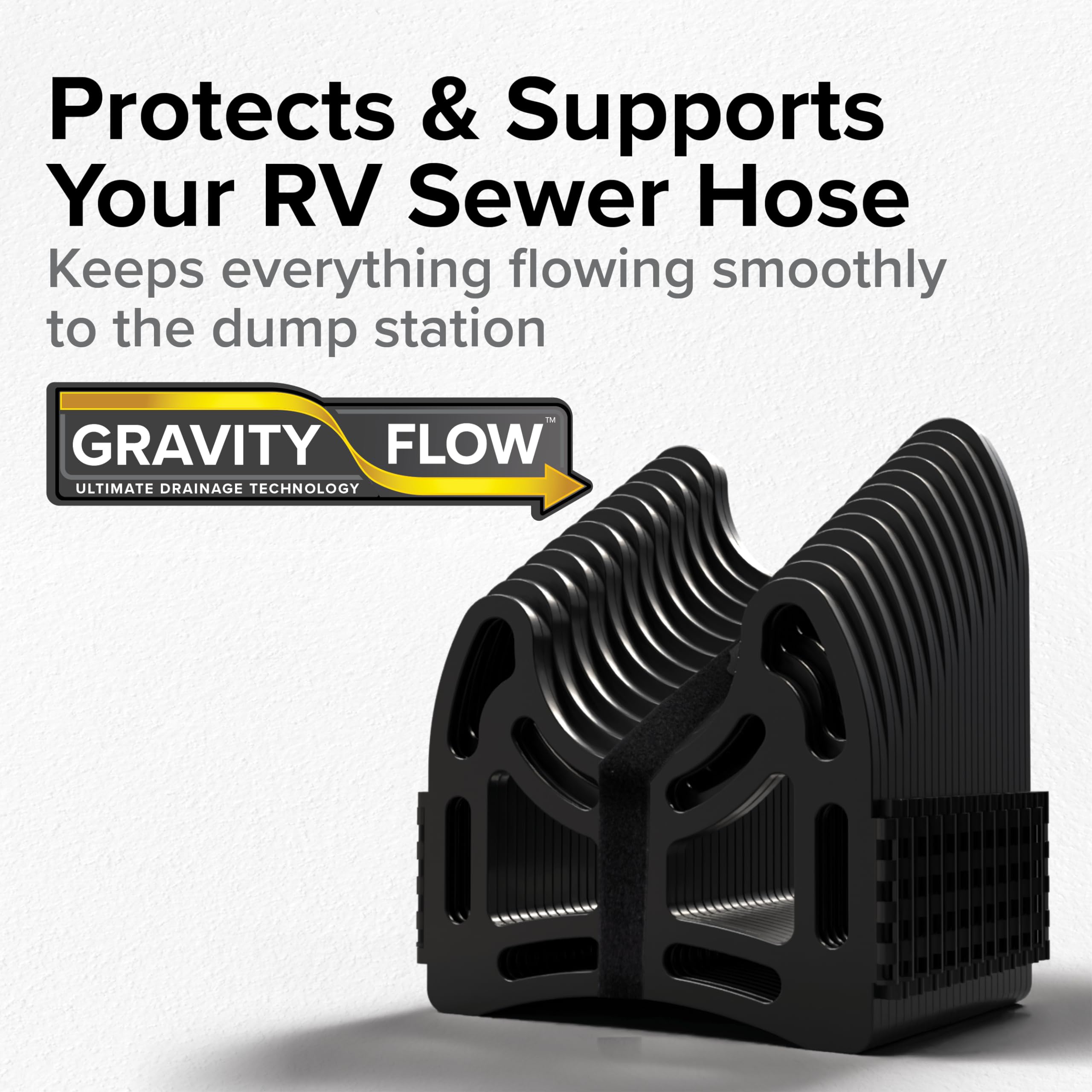 Camco Sidewinder 30-Ft RV Sewer Hose Support - Flexible Telescoping Design for Avoiding Obstacles & Deep Cradles Secure RV Sewer Hose - Out-of-The-Box Ready & Folds for RV Storage (43061)