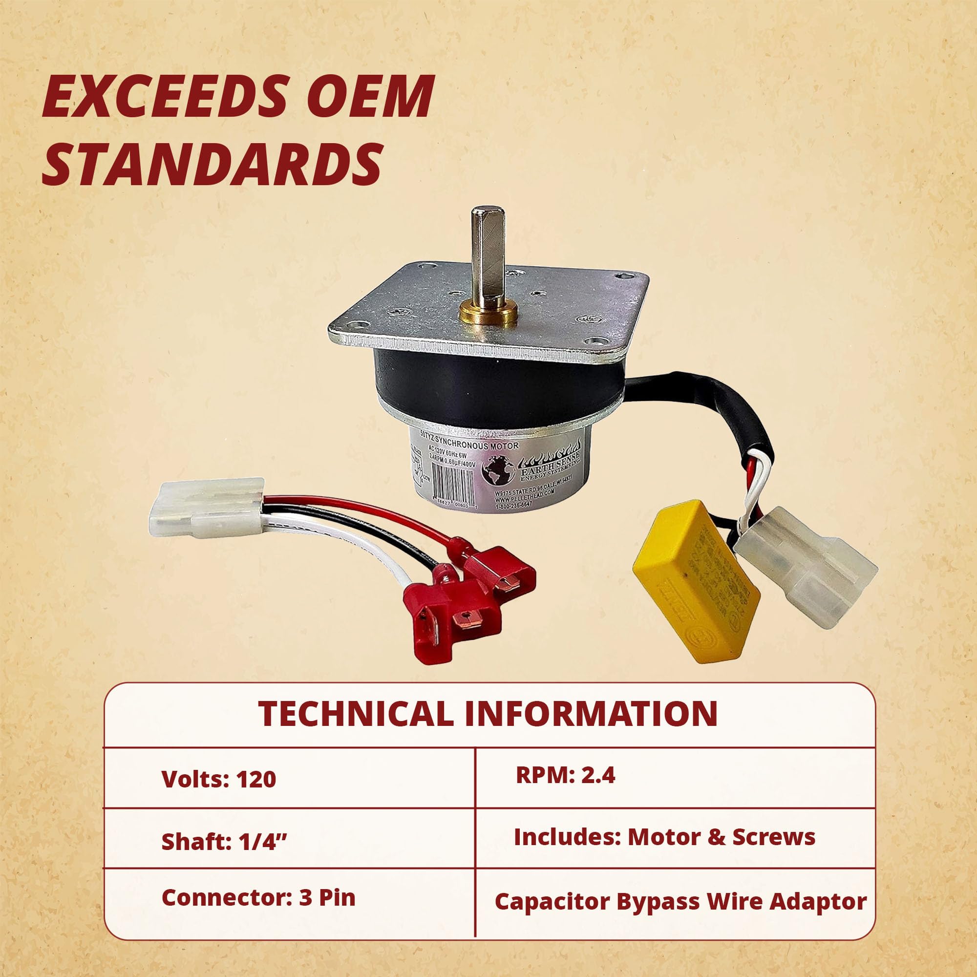 Quadra Fire 812-4421 Auger Feed Drive Motor Fits Models Cab50, Ps35, Ps50, 1200, Castile, Contour, Mt Vernon, E2, Sanata Fe, Tre
