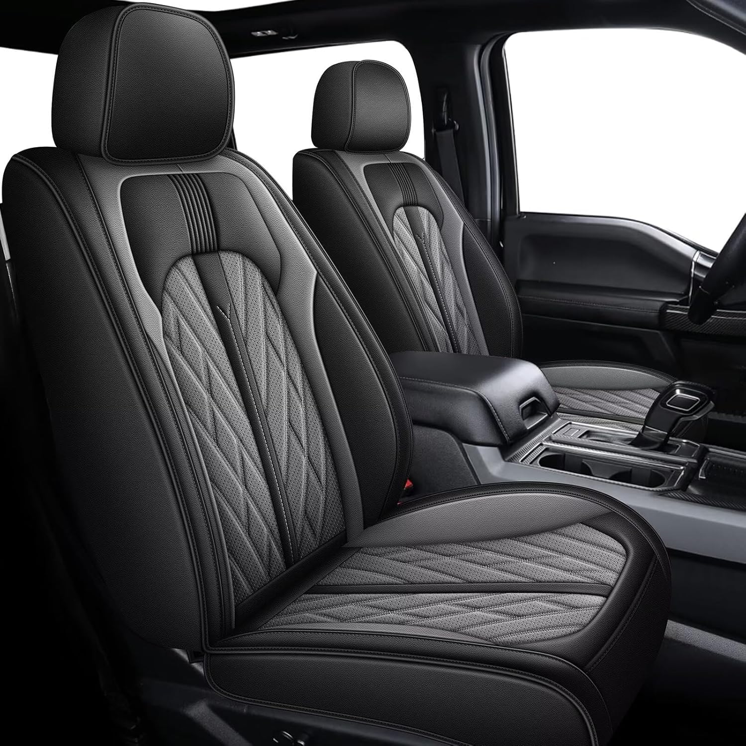 AOMSAZTO Ford Ranger Seat Covers: Full Set Custom Fit 2019 2020 2021 2022 2023 2024 2025 Ford Ranger Breathable Waterproof Leath