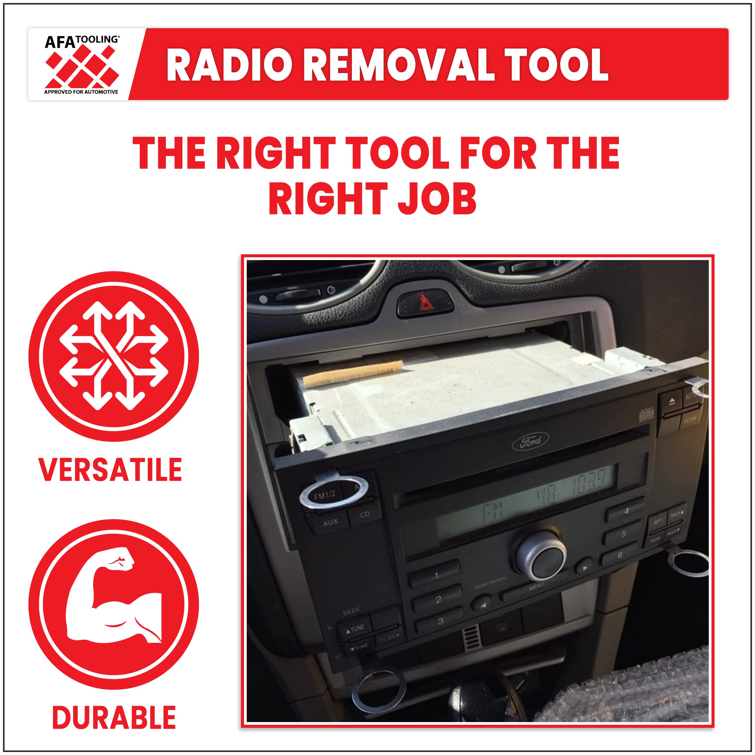 Afa Tooling - Radio Removal Tool (8 Pcs) - Works For 1C0-051-530 And T87P-19061-A, Ford, Audi. Vw, Mercedes, And More - Car Stereo Din - 8 Specialty Keys For Radio Removal
