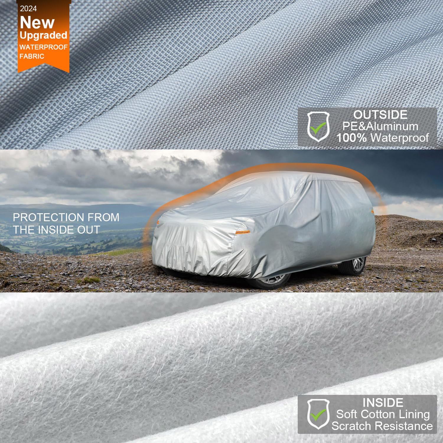 Kayme 6 Layers Suv Car Cover Waterproof All Weather For Automobiles, Outdoor Large Suv Cover Rain Sun Uv Protection, Universal F