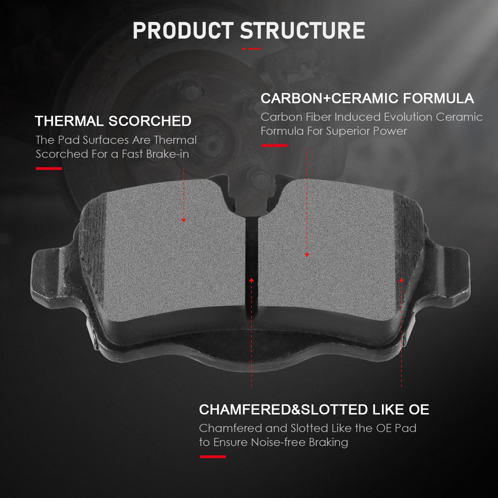 Cciyu D1309 Ceramic Rear Brake Pad Set Fit For 2007-2016 For Mini Cooper