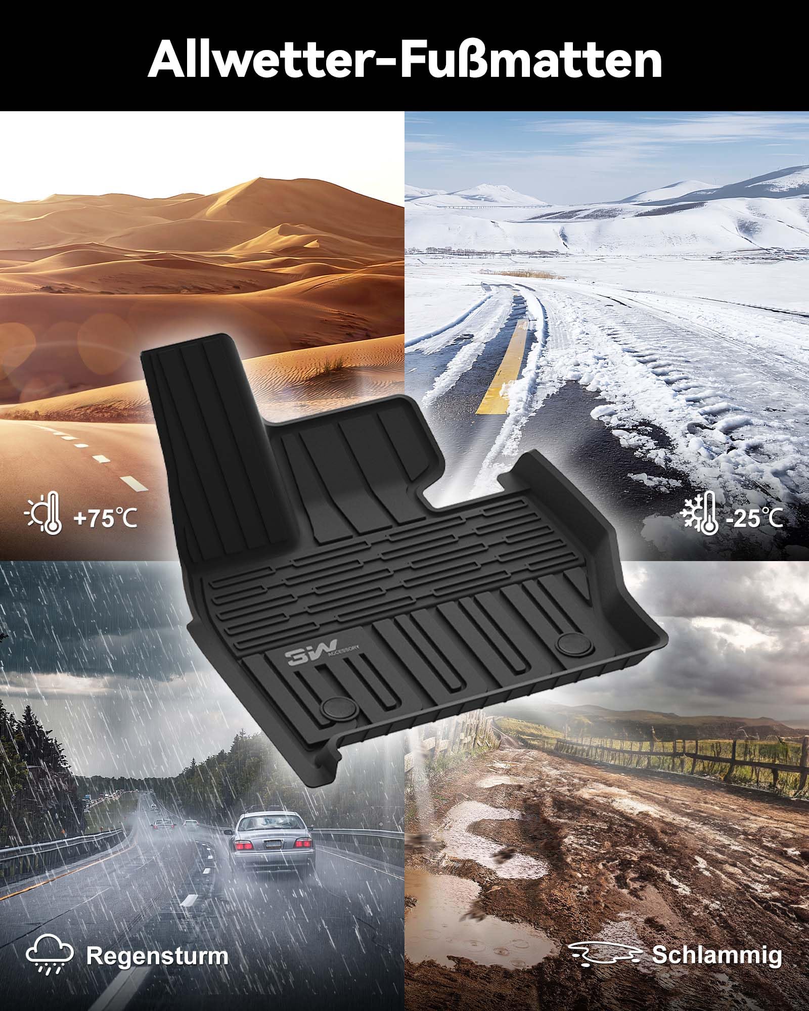 3W Floor Mats Fit Range Rover Sport 2023 2024 2025(Not For Range/Land Rover Discovery Sport) Tpe All Weather Custom Fit For Land