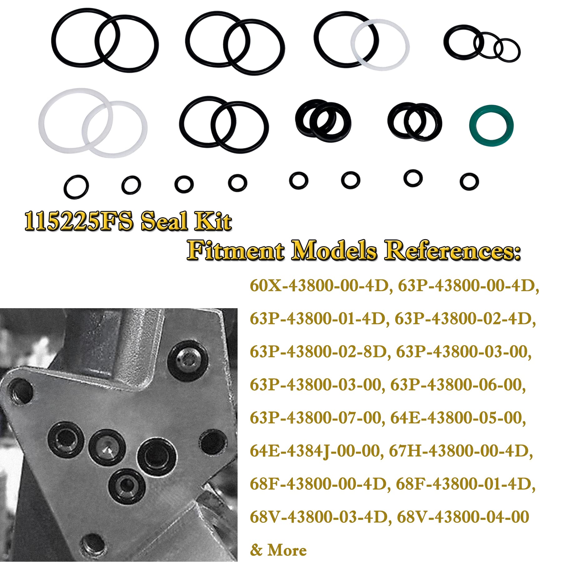 V-Sek 115225Fs Fast Strike Power Trim Motor Seal Kit & Outboard Trim/Tilt Pin Wrench Mt0006 32Mm X 4Mm/4.5Mm (Yb-06175-1A) Compatible With Yamaha Suzuki Johnson Evinrude O-Rings