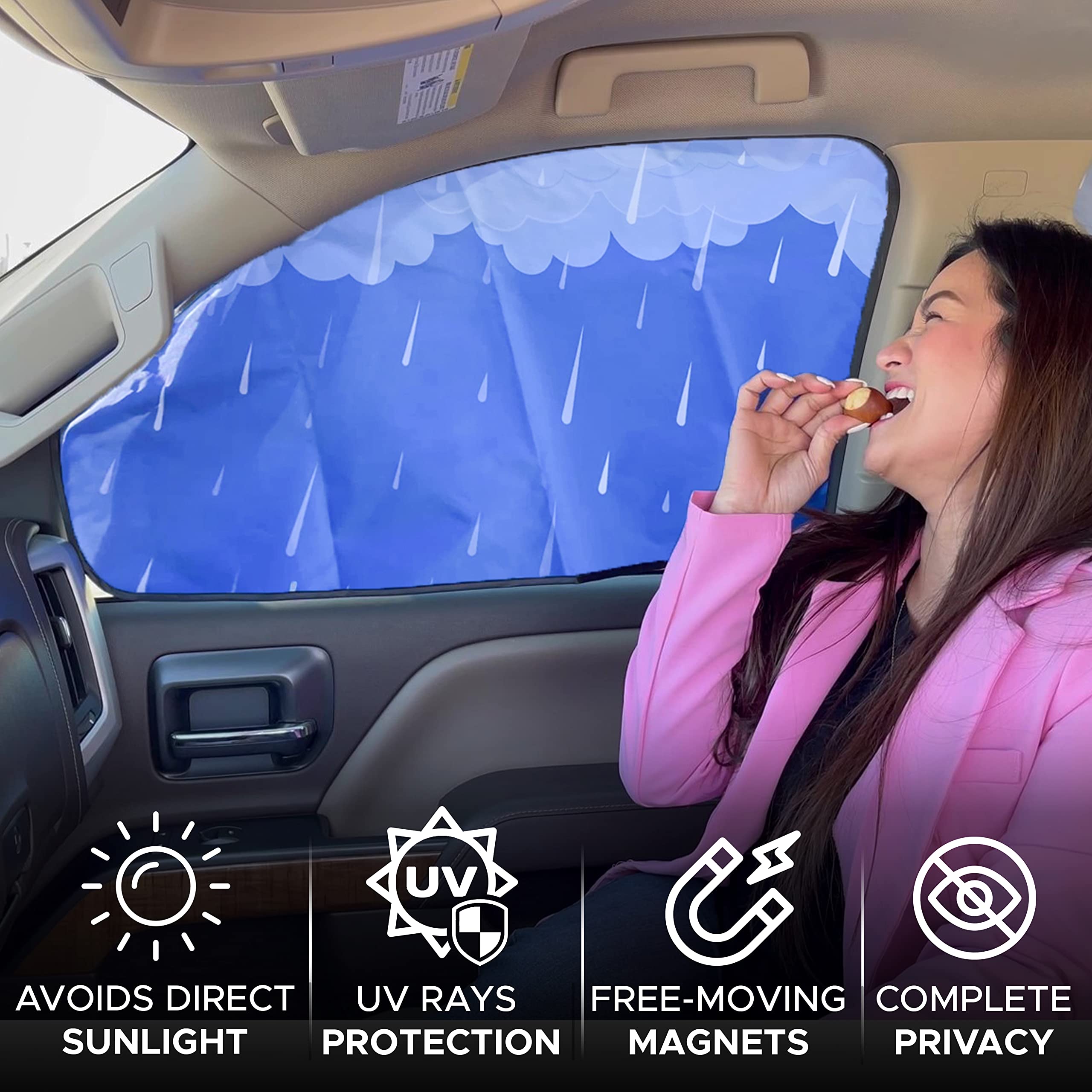 EcoNour Magnetic Side Window Sunshade (4 Pack) | Car Window Shades for Baby Blocks Direct Sunlight, Keeps Car Cool | Blue