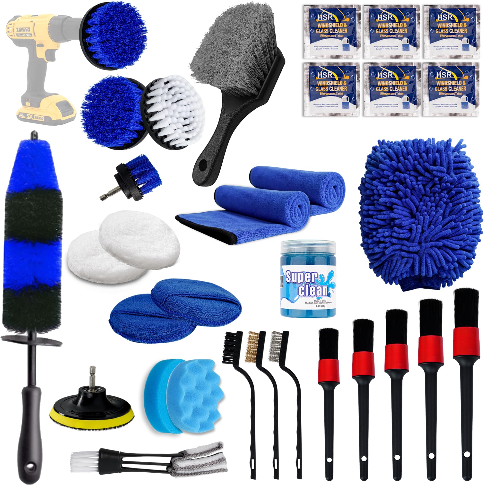 Cuoreca 31Pcs Car Detailing Kit Interior And Exterior Cleaner, Car Cleaning Kit With Professional Car Detailing Brush Set, Car W