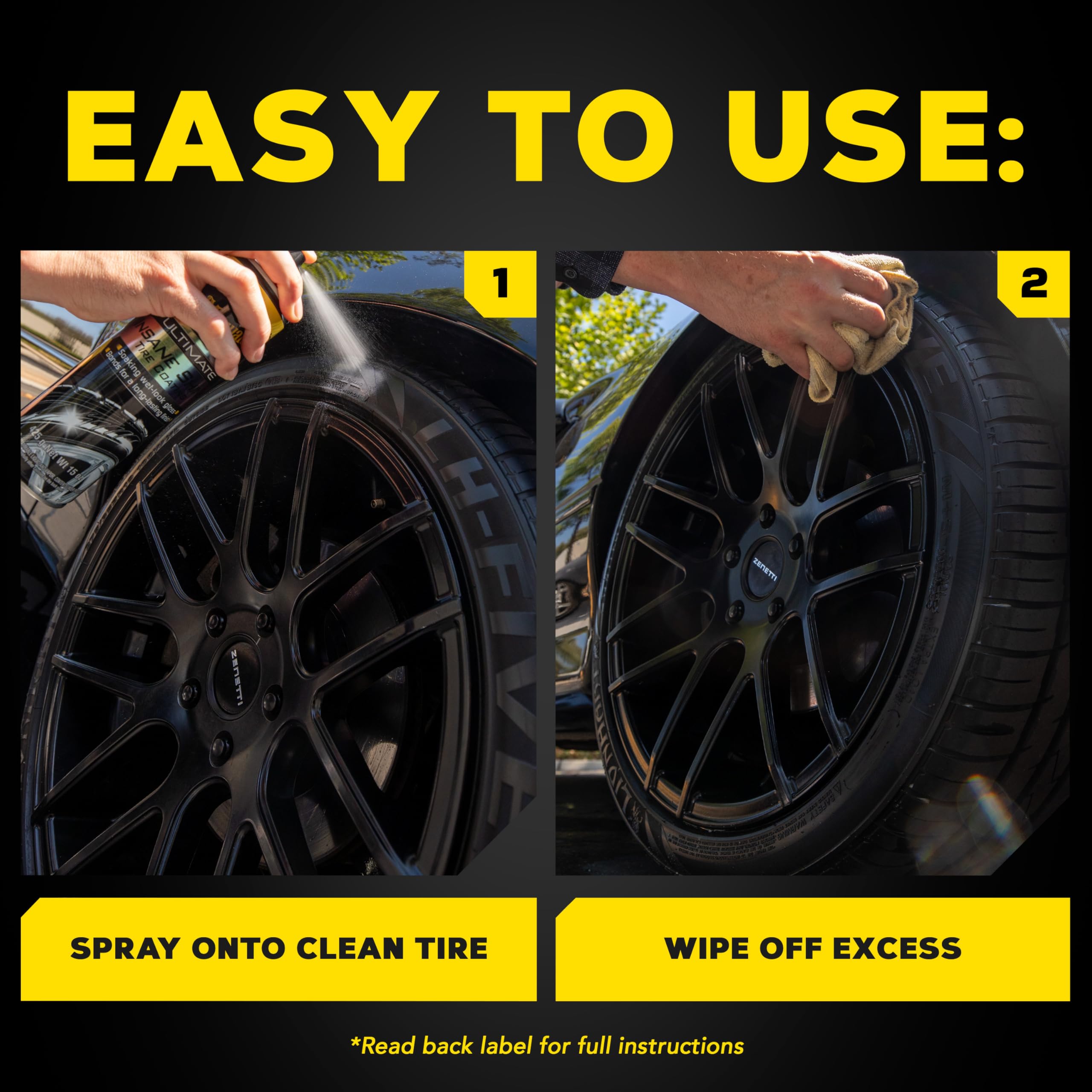 Meguiar'S Ultimate Insane Shine Tire Coating - Premium Tire Dressing That Delivers A Lasting High Gloss Wet Look That'S Easy To Use - 15 Oz Aerosol