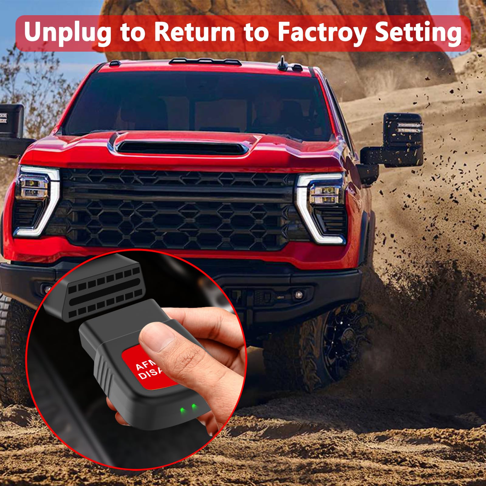 Joplay AFM/DFM Disabler for V6 & V8 GM Motors – Compatible with 5.3L Silverado, Tahoe, Sierra, Yukon, Cadillac Escalade – Red