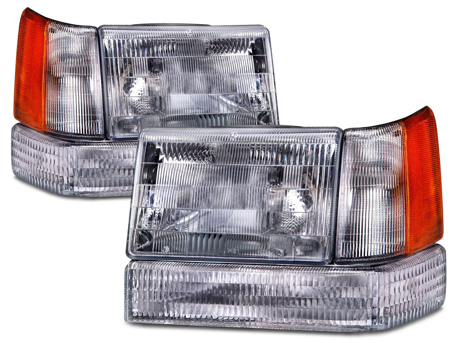 Headlightsdepot Chrome Housing Halogen Headlights Compatible With Jeep Grand Cherokee 1993-1996 Includes Left Driver And Right P