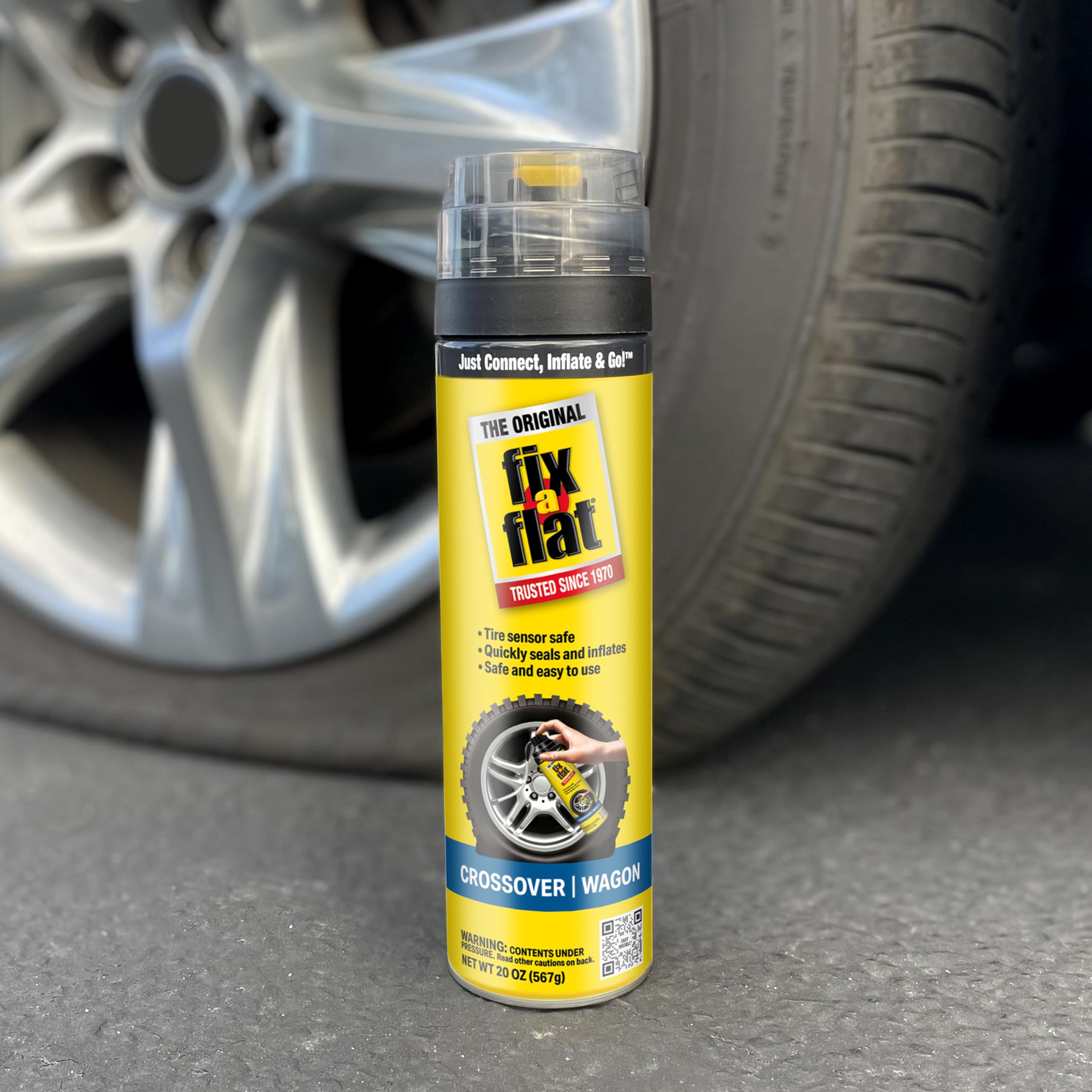Fix-A-Flat S60430-6Pk Aerosol Emergency Flat Tire Repair And Inflator, For Large Tires, Eco-Friendly Formula, Universal Fit For