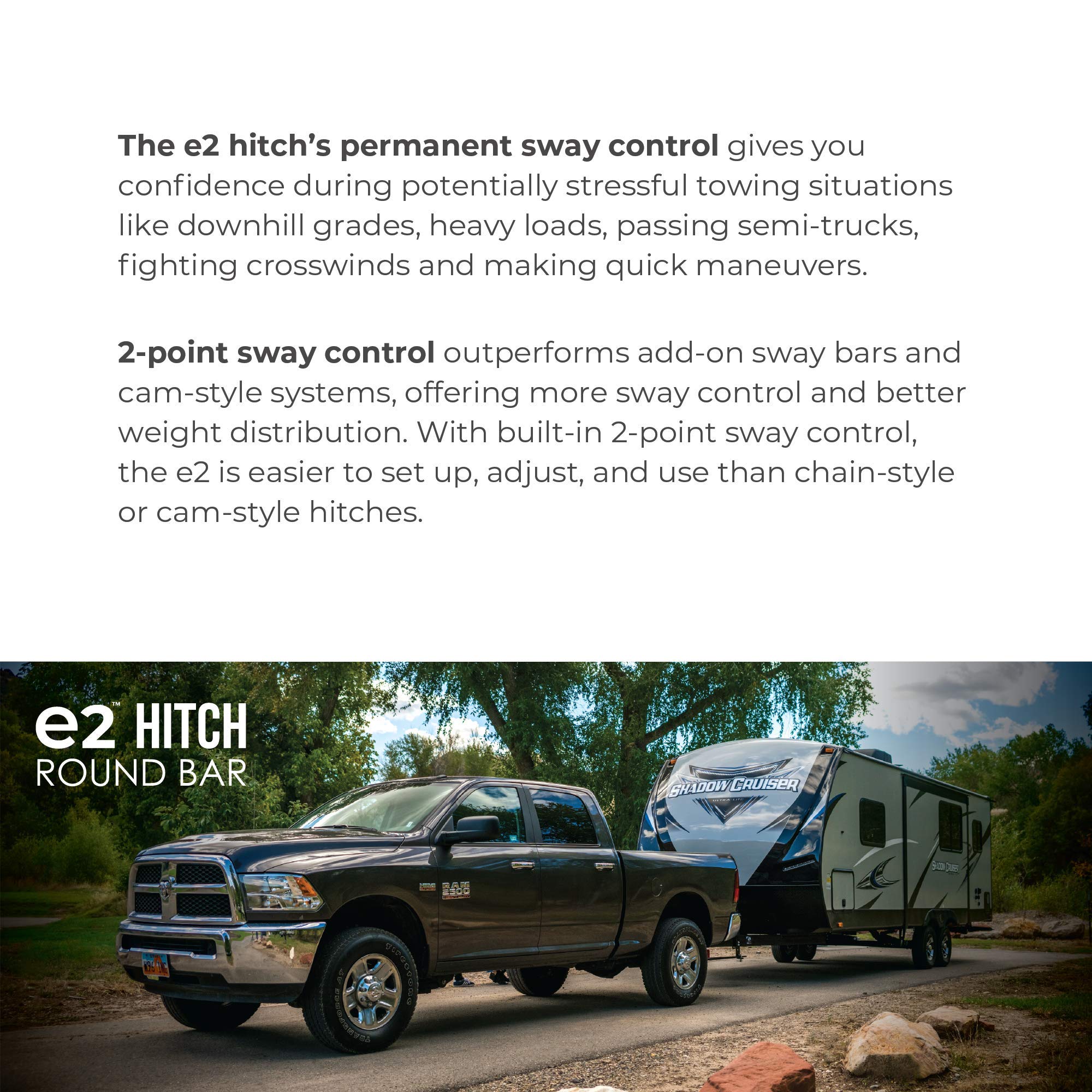 Fastway E2 2-Point Sway Control Round Bar Hitch, 94-00-0600, 6,000 Lbs Trailer Weight Rating, 600 Lbs Tongue Weight Rating, Weight Distribution Kit Includes Standard Hitch Shank, Ball Not Included