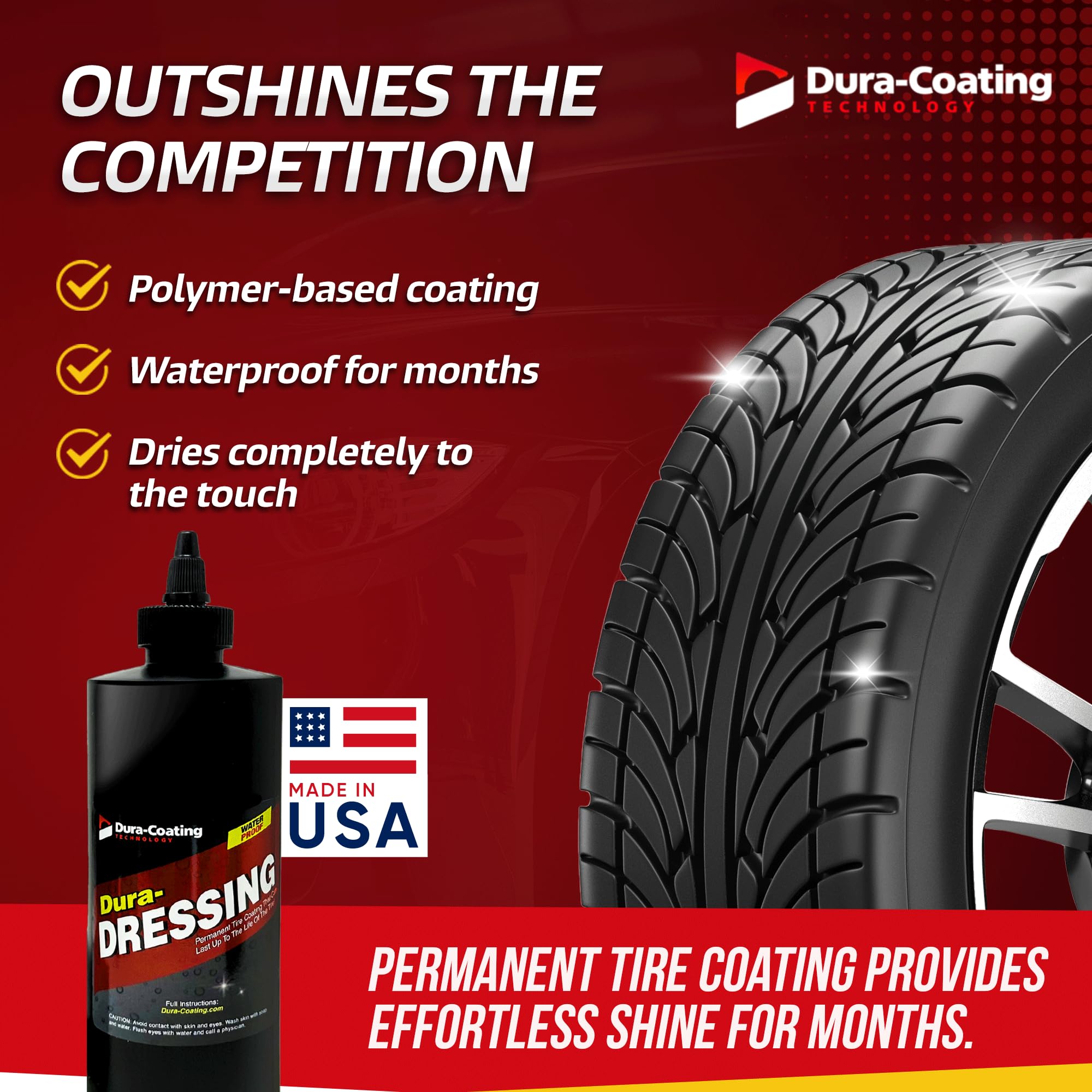 Xxl Dura-Dressing Re-Load For Tires Already Coated With Dura-Dressing, 16 Oz. Bottle - Tire Dressing Kit - Made In The Usa To En