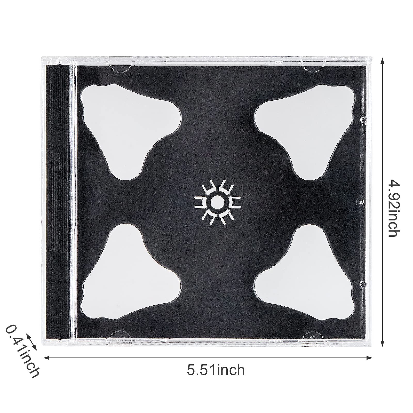 Maxtek 10.4 mm Standard Double (2 Discs Capacity) Clear CD Jewel Case with Black Tray, 25 Pack