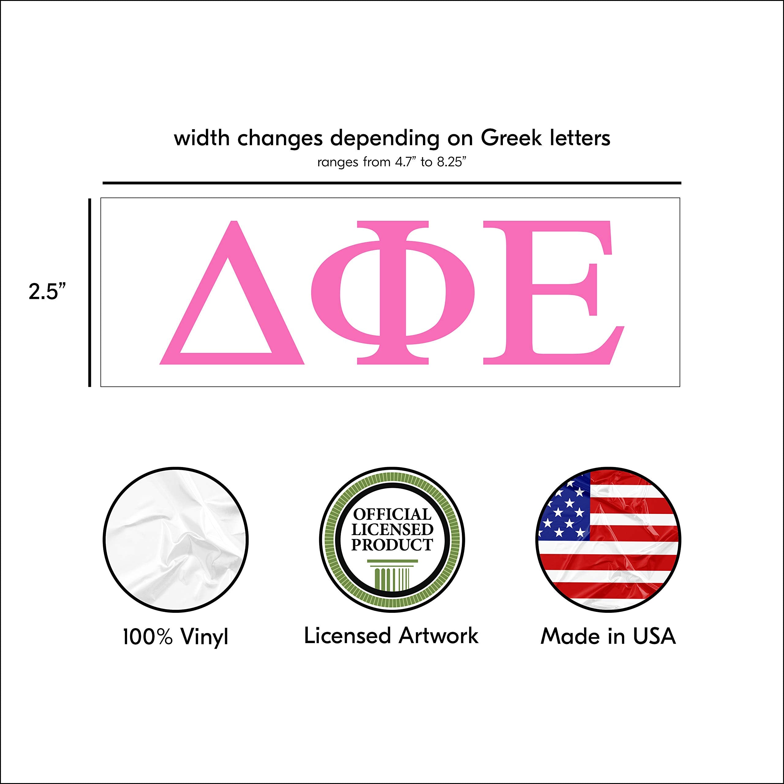 Pro-Graphx Delta Phi Epsilon Greek Sorority Sticker Decal, 2.5 Inches Tall, Pink
