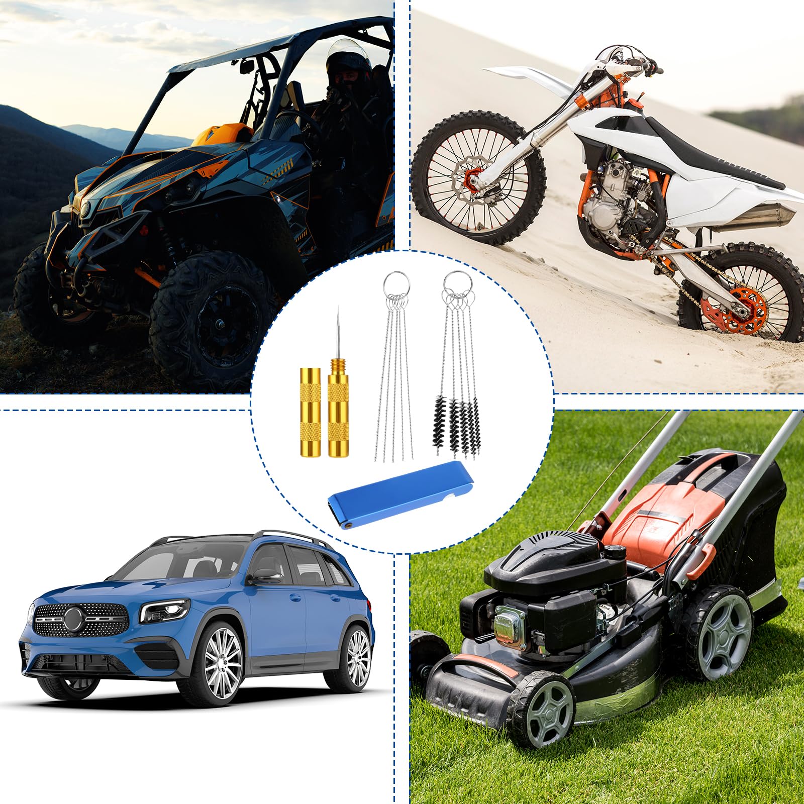 Cobee Carburetor Carbon Dirt Jet Remove Cleaner, 13 Cleaning Wires Set, 10 Cleaning Needles, 5 Nylon Brushes Tool Kit, 1 Sharp Pick Tool Kit For Motorcycle Atv Moped Welder Carb Chainsaw Spray (4Pcs)