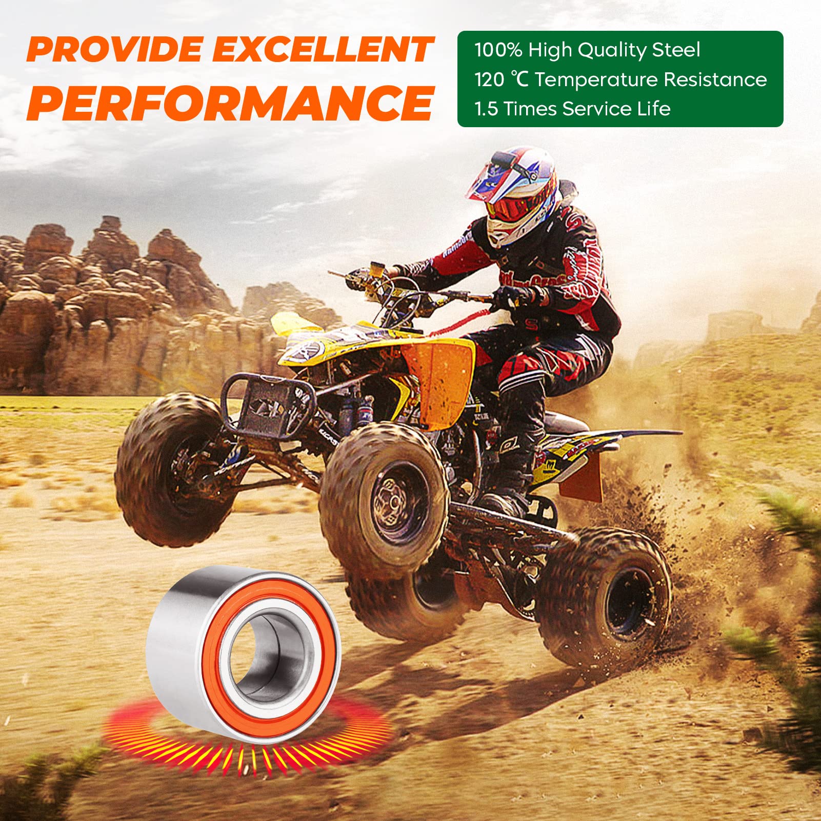 Front Rear Wheel Bearing For Can-Am Commander Maverick Outlander 1000 1000R 800R 650 570 500 450 400 2006-2022 Defender Dps Hd10