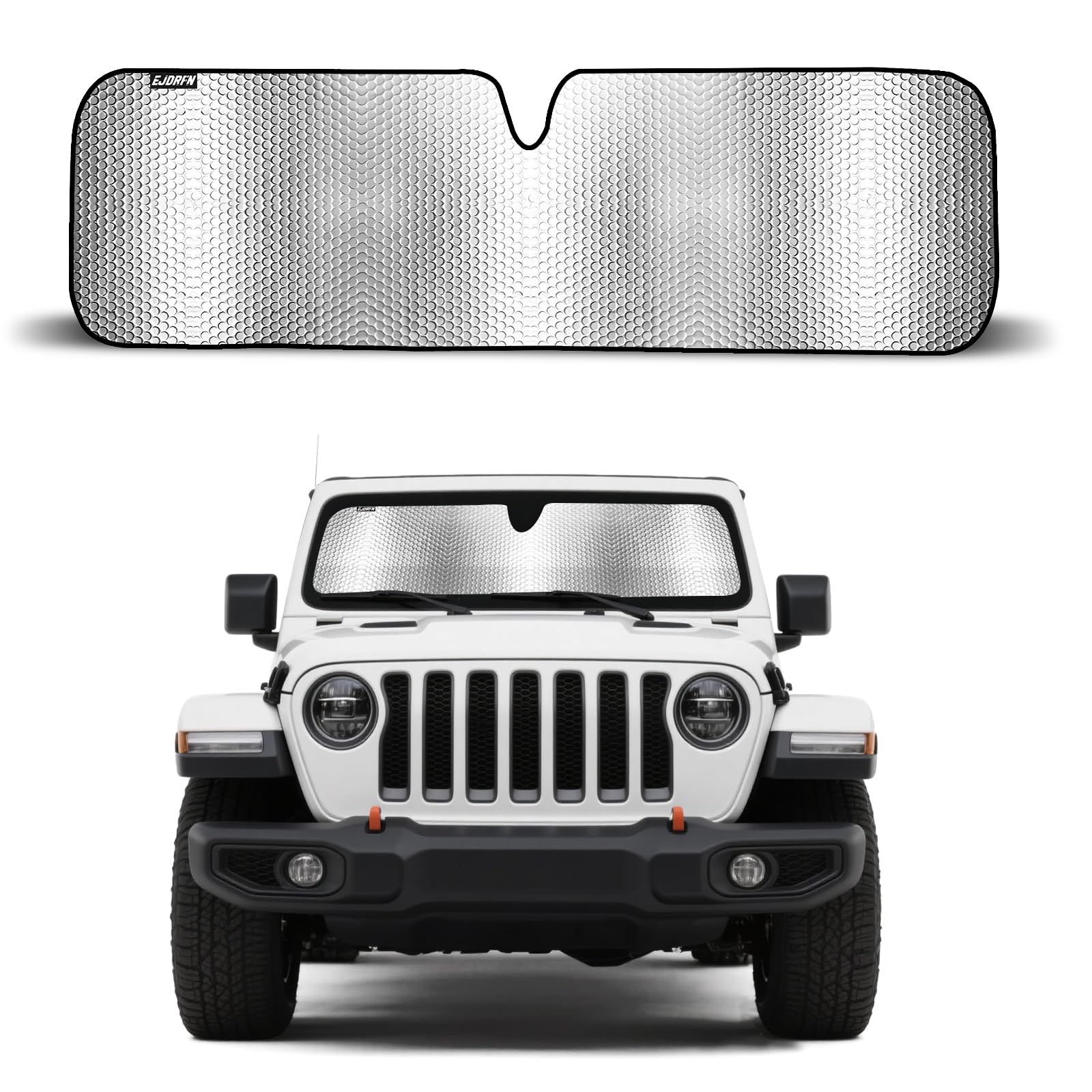 Upgrade Windshield Sun Shade for Jeep Wrangler JL & Gladiator JT 2/4 Door 20182026,Reflective Aluminum Film Front Window Sun Sh