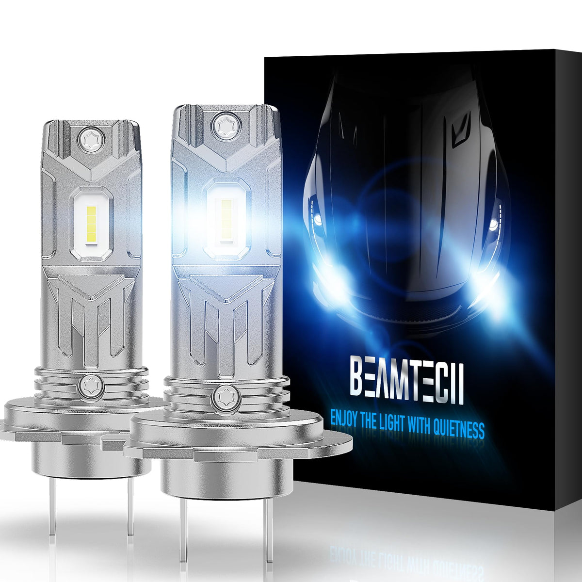 Beamtech H7 Bulbs,H7 Light Bulb Plug And Play No Adapter Required 1:1 Size 6500K White Fog Light Bulb Of 2
