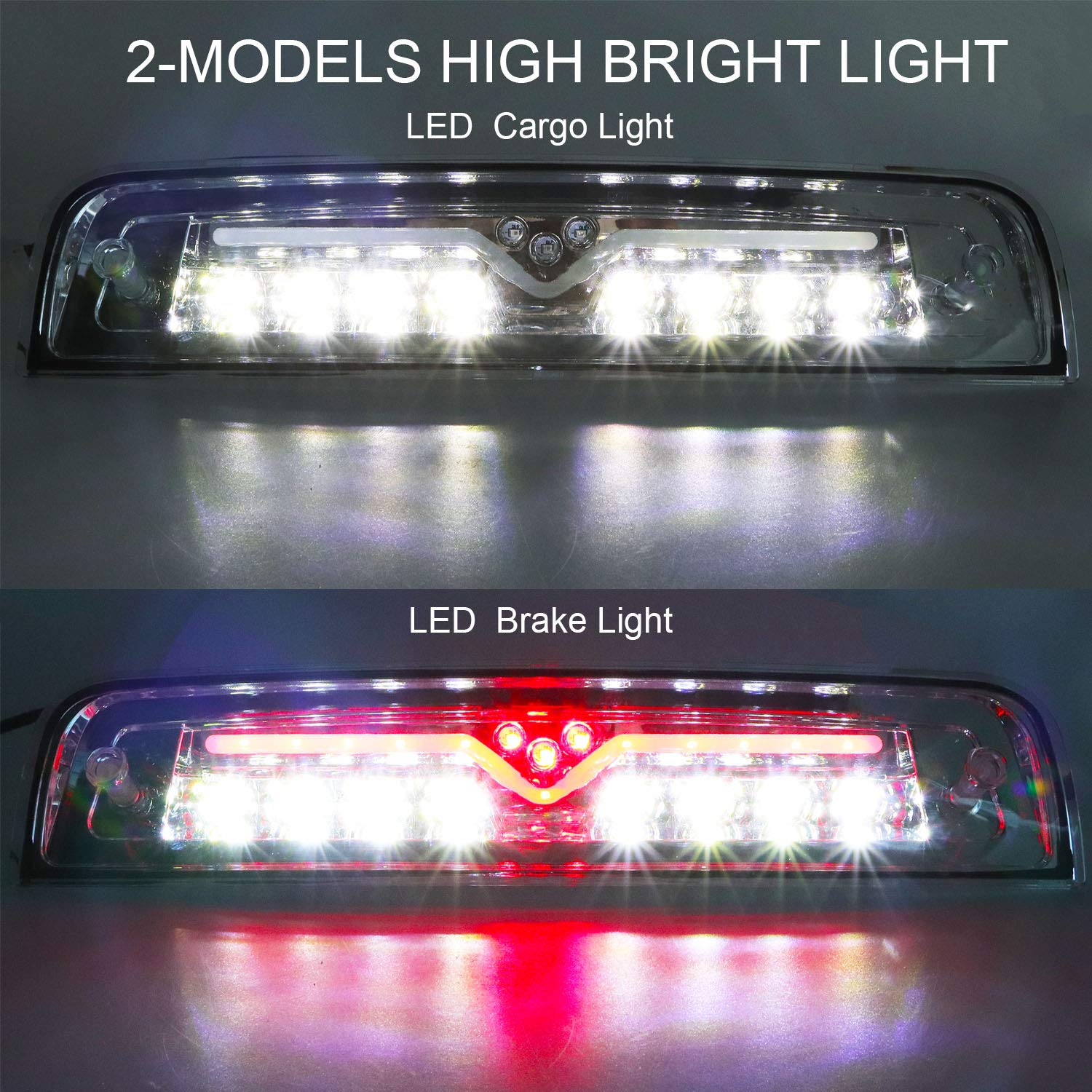 Tresound LED Third Brake Light for 2009-2017 Dodge Ram 1500/2500/3500, Chrome Housing, Clear Lens, High Mount Cargo Lamp