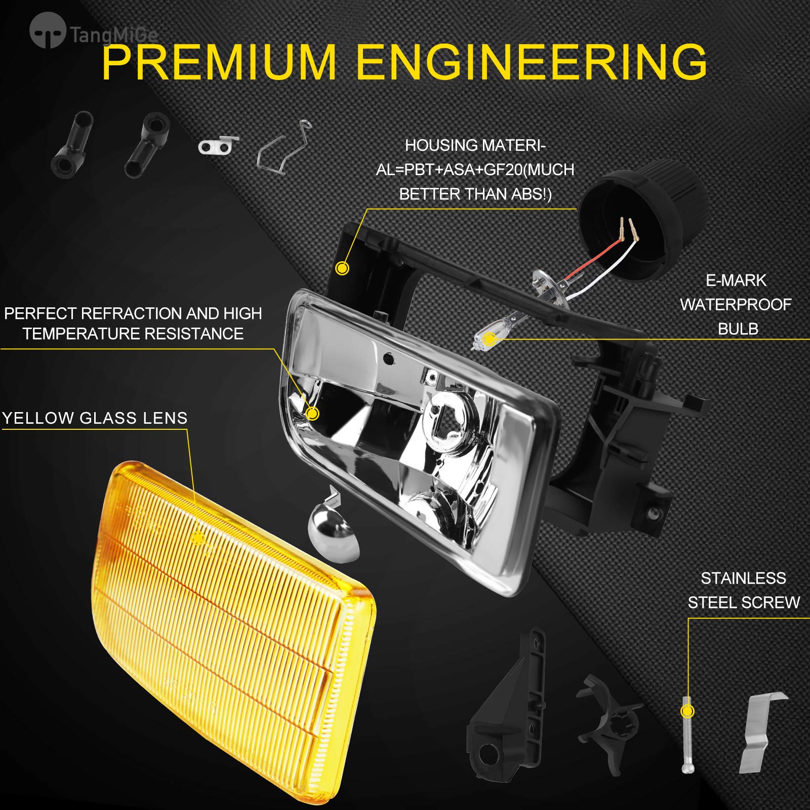 Tangmige Fog Lights Lamps For 1992 1993 1994 1995 1996 1997 1998 1999 Bmw (M3 / E36) 318I 318Is 318Ti 320I 323I 323Is 325I 325Is 328I 328Is 3 Series Original Design, 1 Pair, Yellow Lens, W/H1 Bulbs