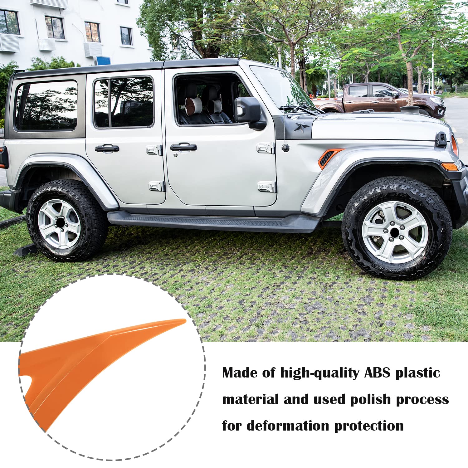 Bonbo 2Pcs Exterior Accessories Wheel Eyebrow Side Air Conditioning Vent Outlet Cover Trim For Jeep Wrangler Jl Jlu Sports Sahara Freedom Rubicon Unlimited Gladiator Jt 2018-2022 (Orange)