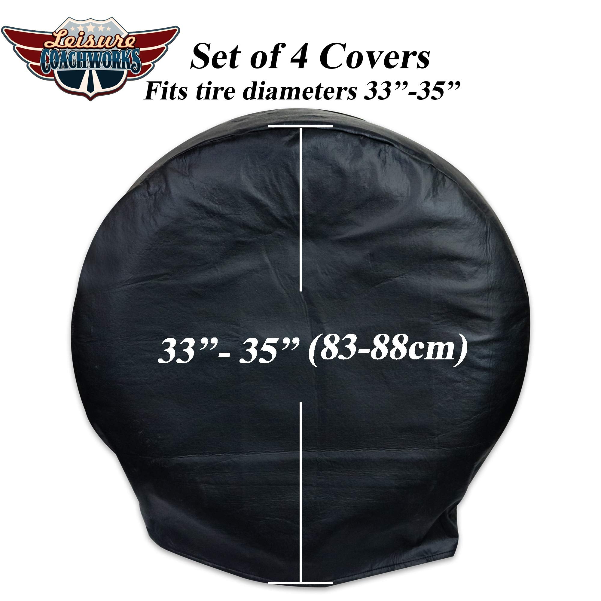 Leisure Coachworks Tire Covers For Rv Wheel Set Of 4 Motorhome Wheel Covers Waterproof Oxford Cotton Tire Protectors Tire Covers