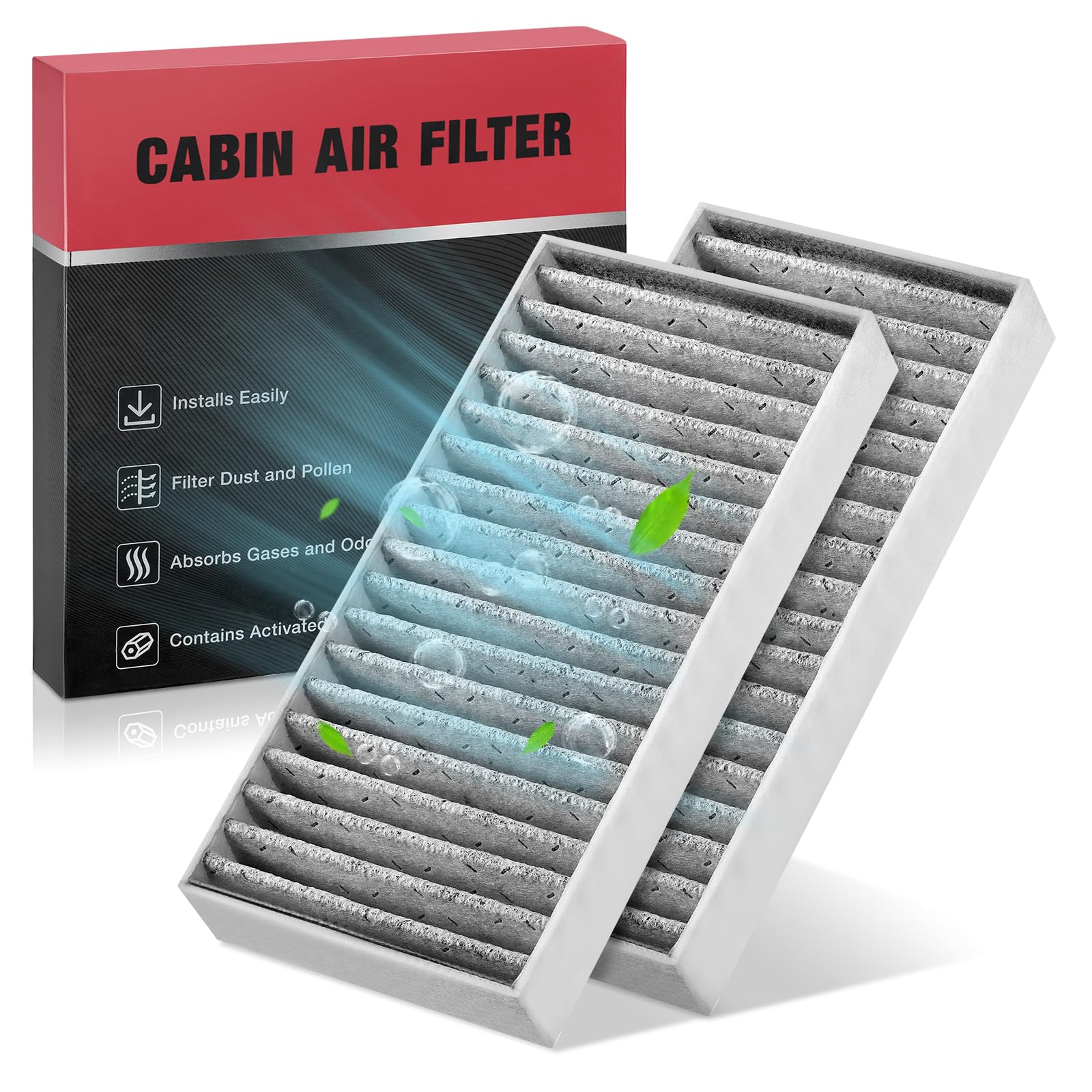 BDFHYK 2PC CF11777 Cabin Air Filter w/Activated Carbon Compatible with Jeep 2011 Wrangler V6 3.8L, 2018 Wrangler JK V6 3.6L, 201