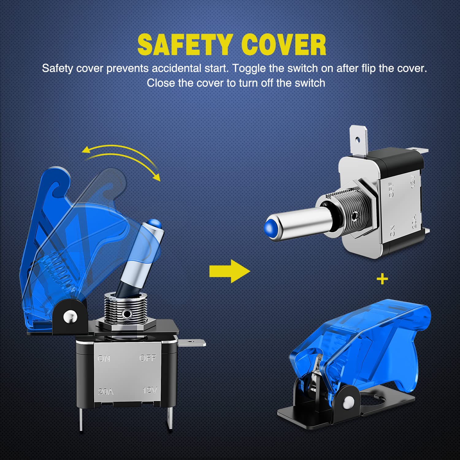 Nilight 5Pcs Led Toggle Switch On Off 12V Blue Lighted Aircraft Safety Cover Heavy Duty 20A Spst 3 Pin Rocker For Automotive Car