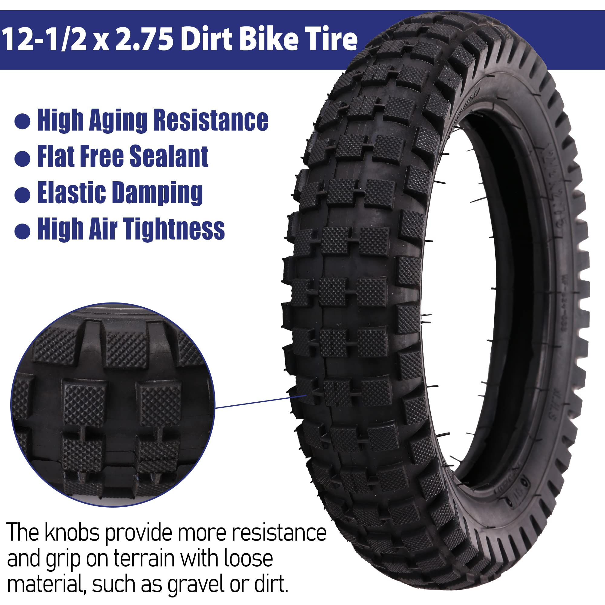 Lotfancy 12.5X2.75 (12-1/2X2.75) Tire & Inner Tube Set For Razor Mx350 Mx400 Dirt Rocket, X-Treme X-560 - Heavy Duty Scooter Tir