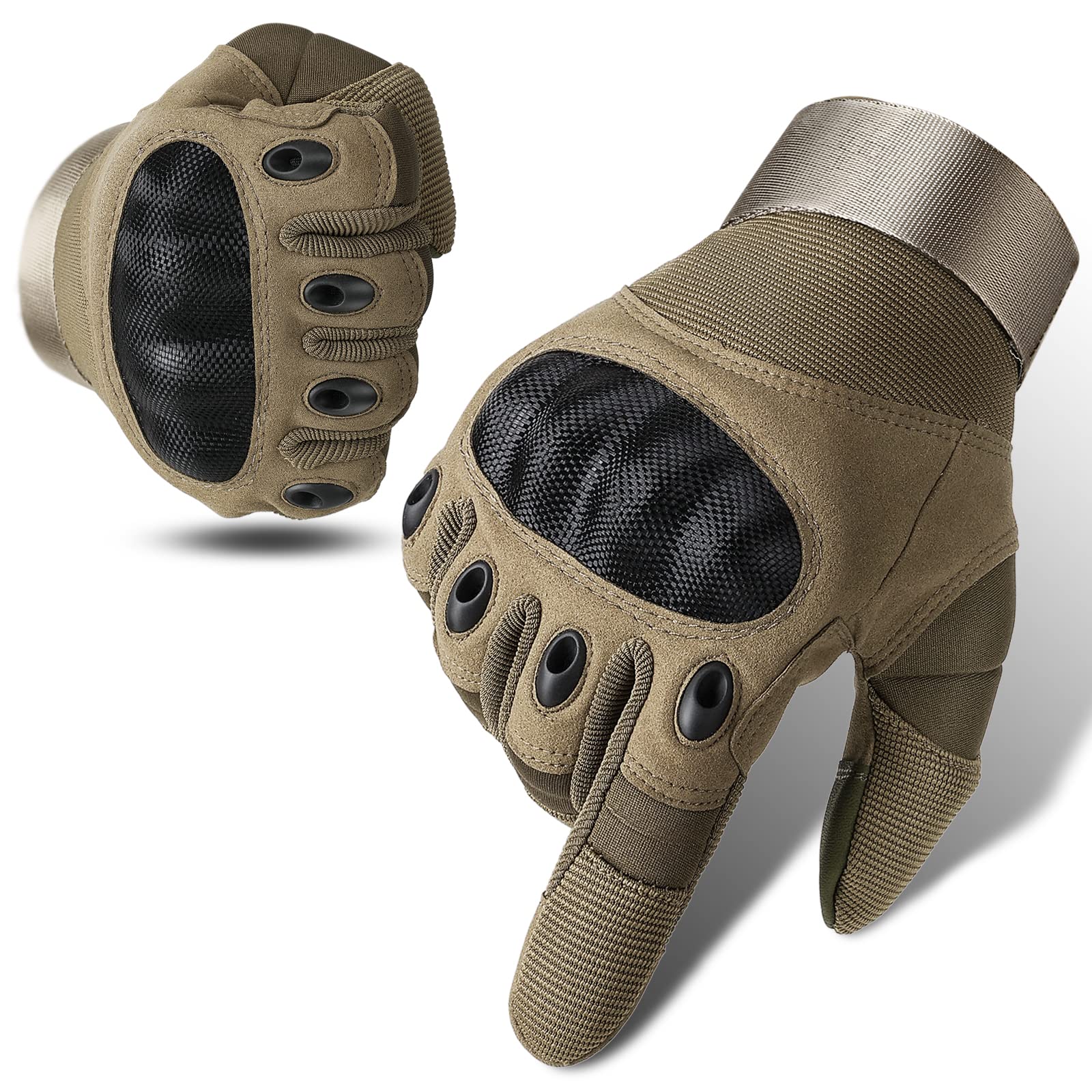 Cierto Motorcycle Gloves for Women and Men: Full Finger Touch Screen Tactical Gloves with Breathable Hard Knuckle and Adjustable