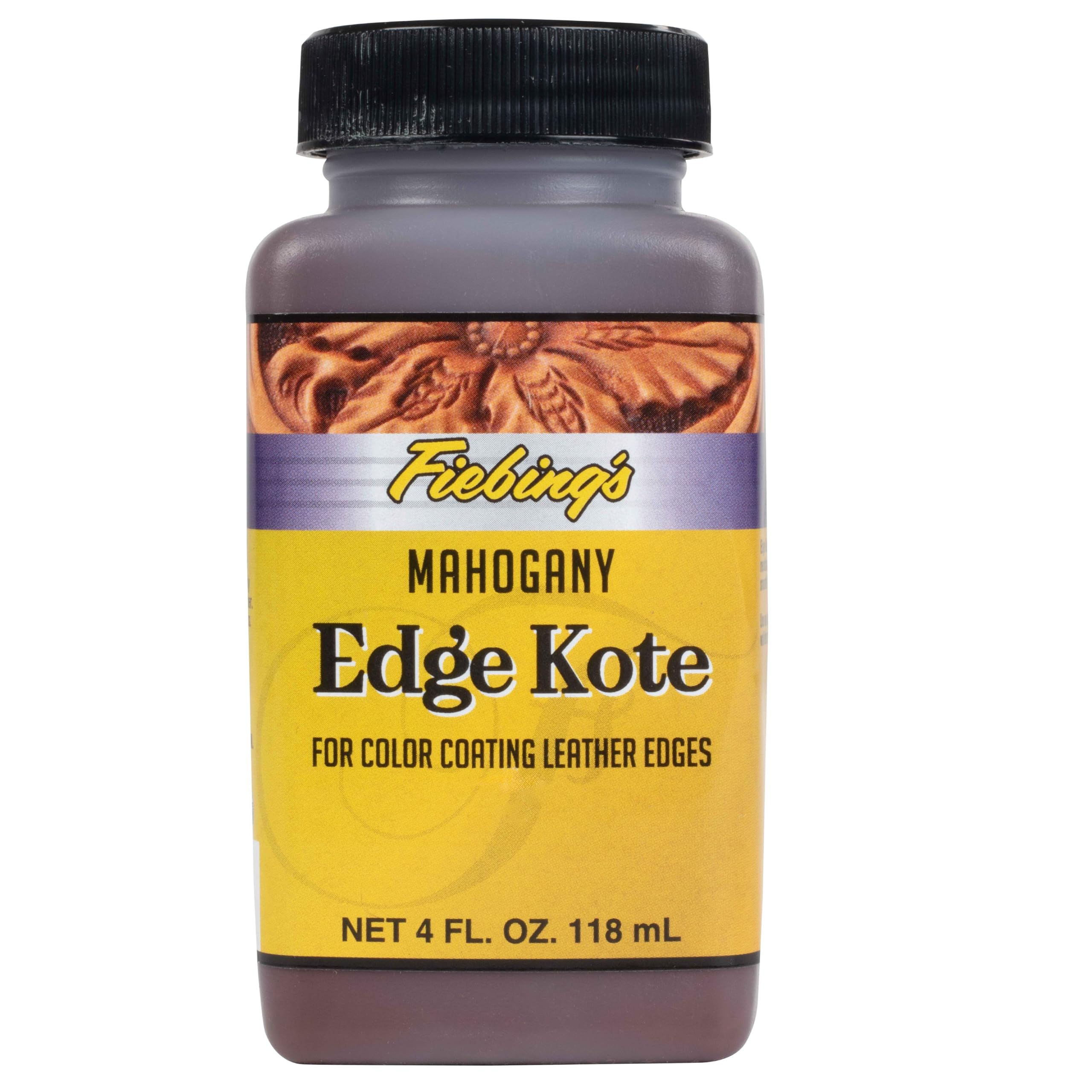 Fiebing'S Edge Kote (4Oz, Mahogany) - Leather Edge Paint For Shoes, Furniture, Purses, Couches, Belts - Flexible, Water Resistan