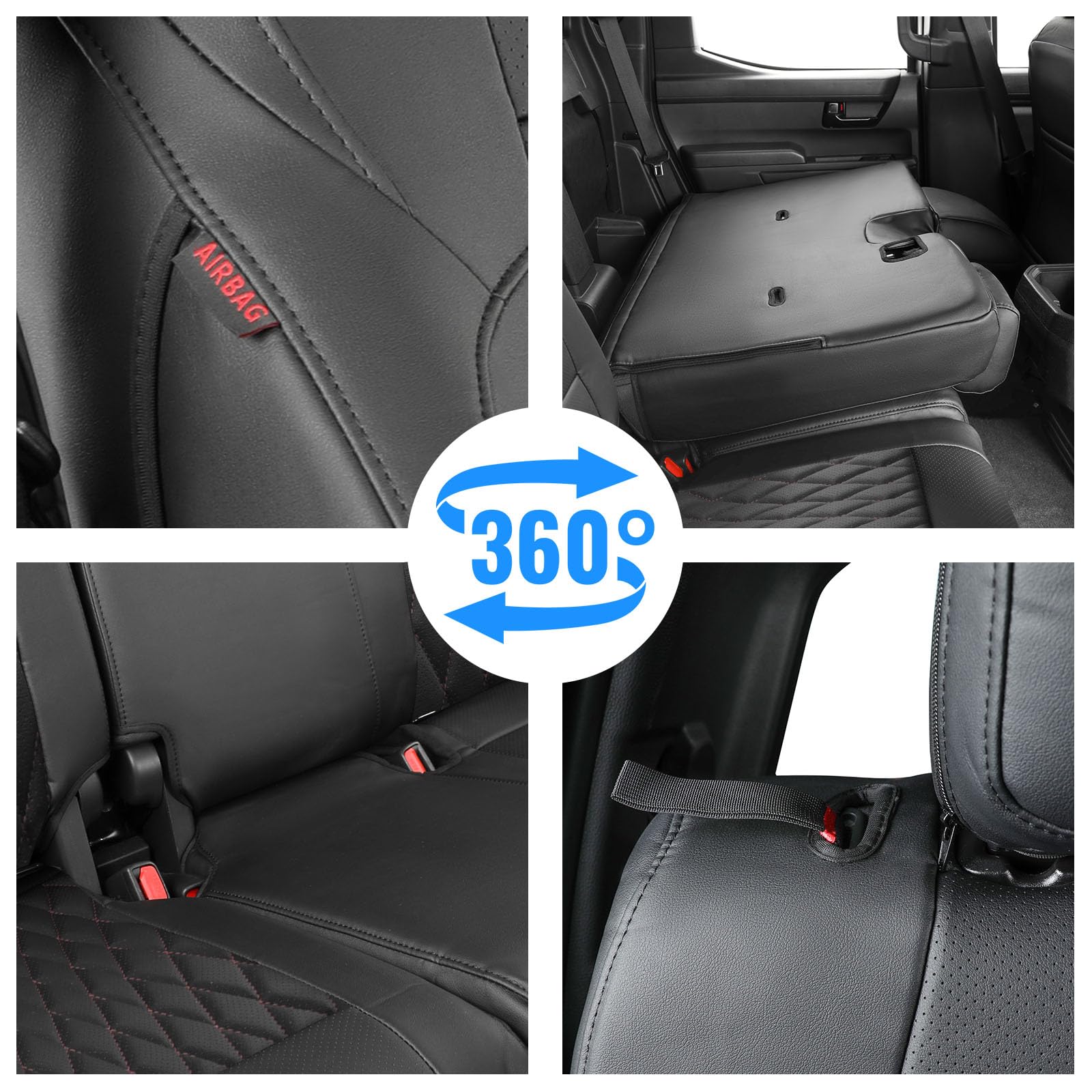 Coverdream Tacoma Leather Seat Covers Custom Fit For 2024 2025 Toyota Tacoma Double Cab Sr,Sr5,Trd Sport,Trd Off-Road,Limited,Fu