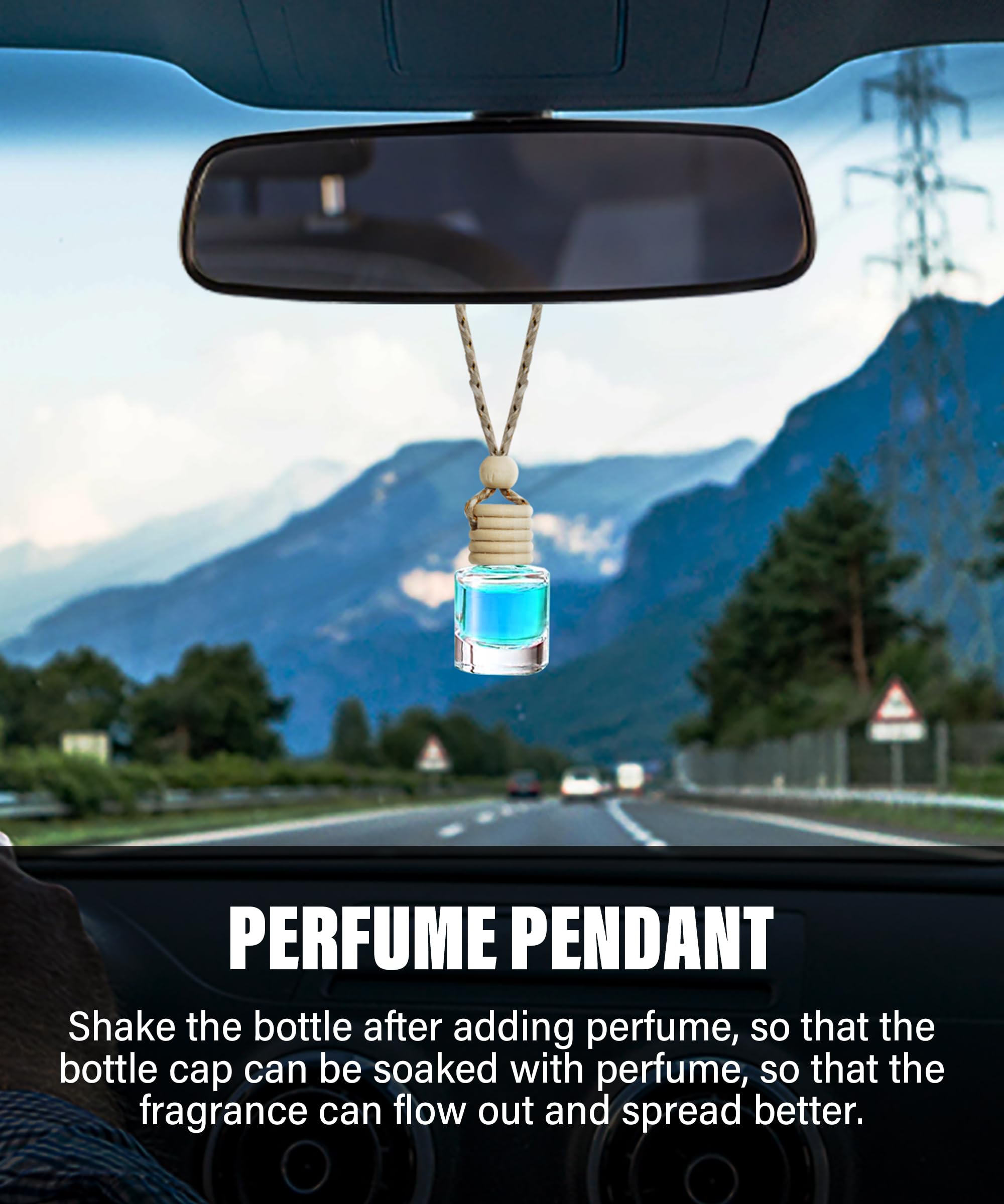 Esewalas 5Pcs Hanging Car Air Freshener, Empty Glass Perfume Bottlespendant Bottle, Air Freshener Pendant
