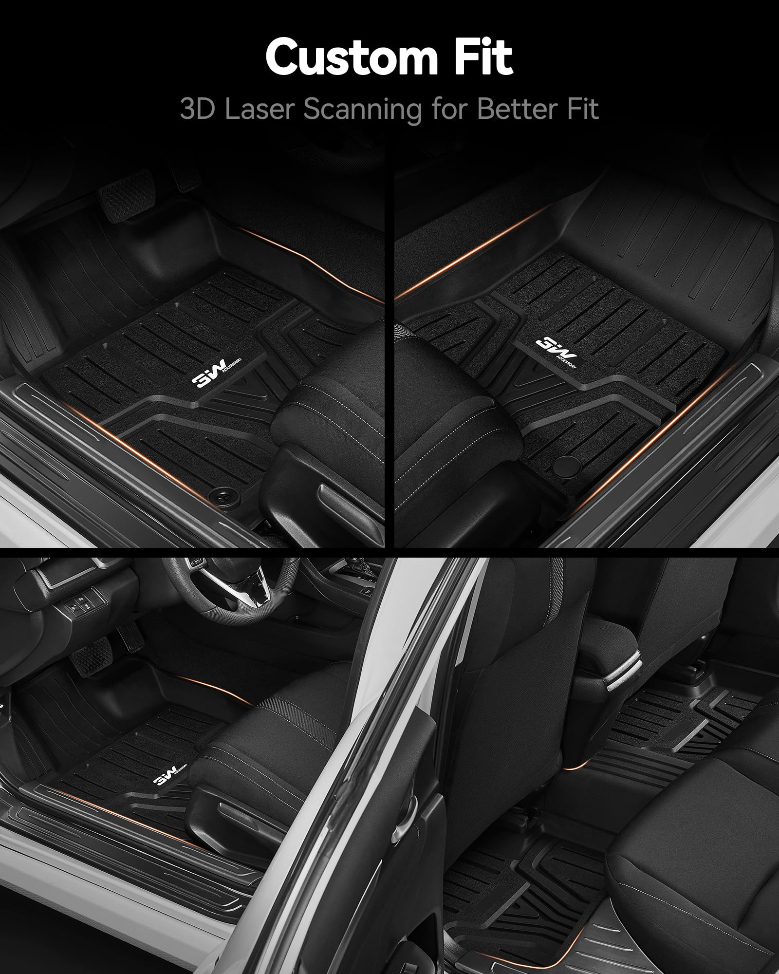 3W Floor Mats Fit For 2025 2024 2023 2022 Honda Civic Acura Integra (Not Fit Hybrid/Manual/Hatchback), Custom Fit Floor Liner Fo