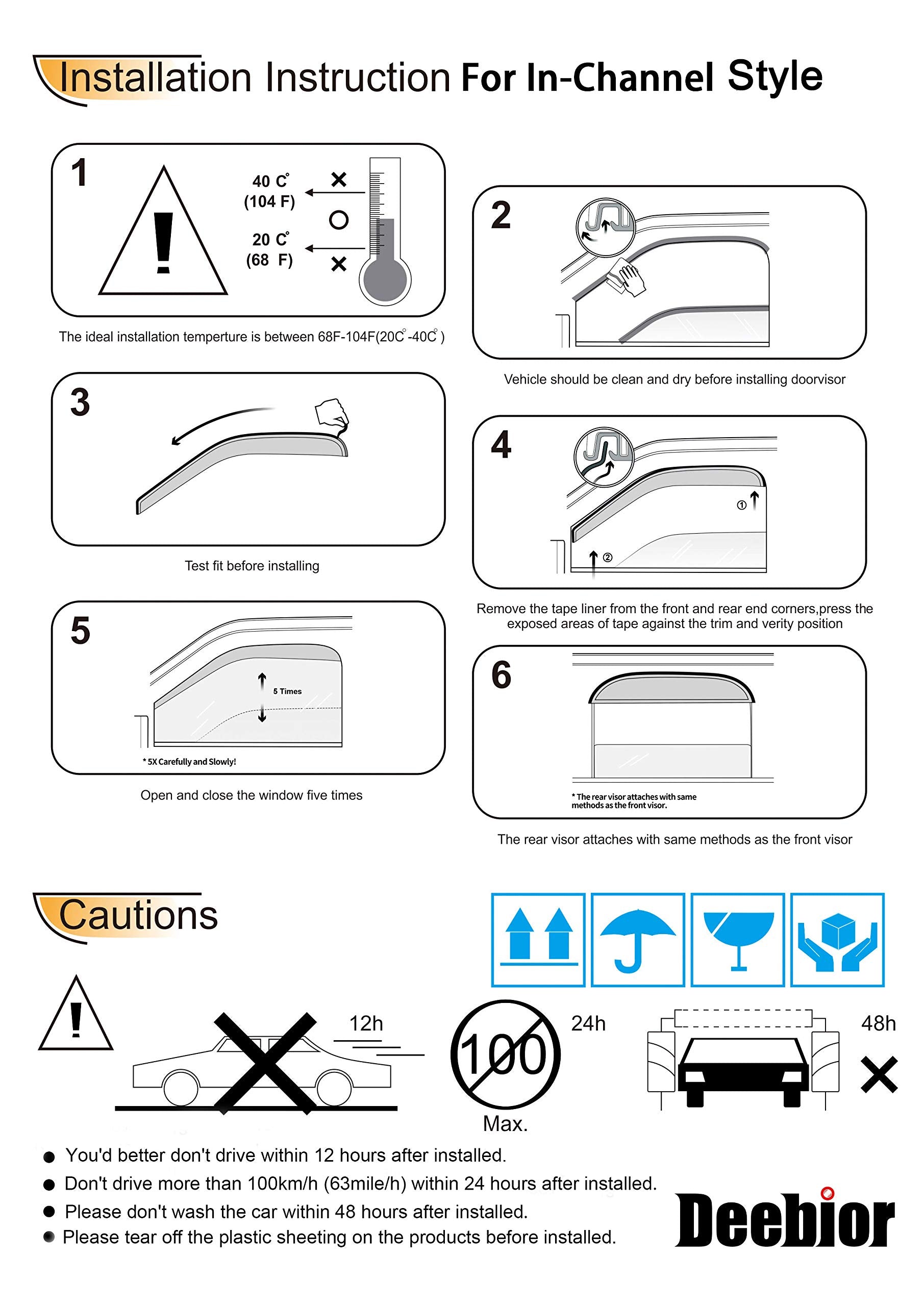 4Pcs Original Shatterproof In-Channel Style Window Rain Guards Shield Side Wind Deflectors Dark Smoke Vent Window Visor For 2001
