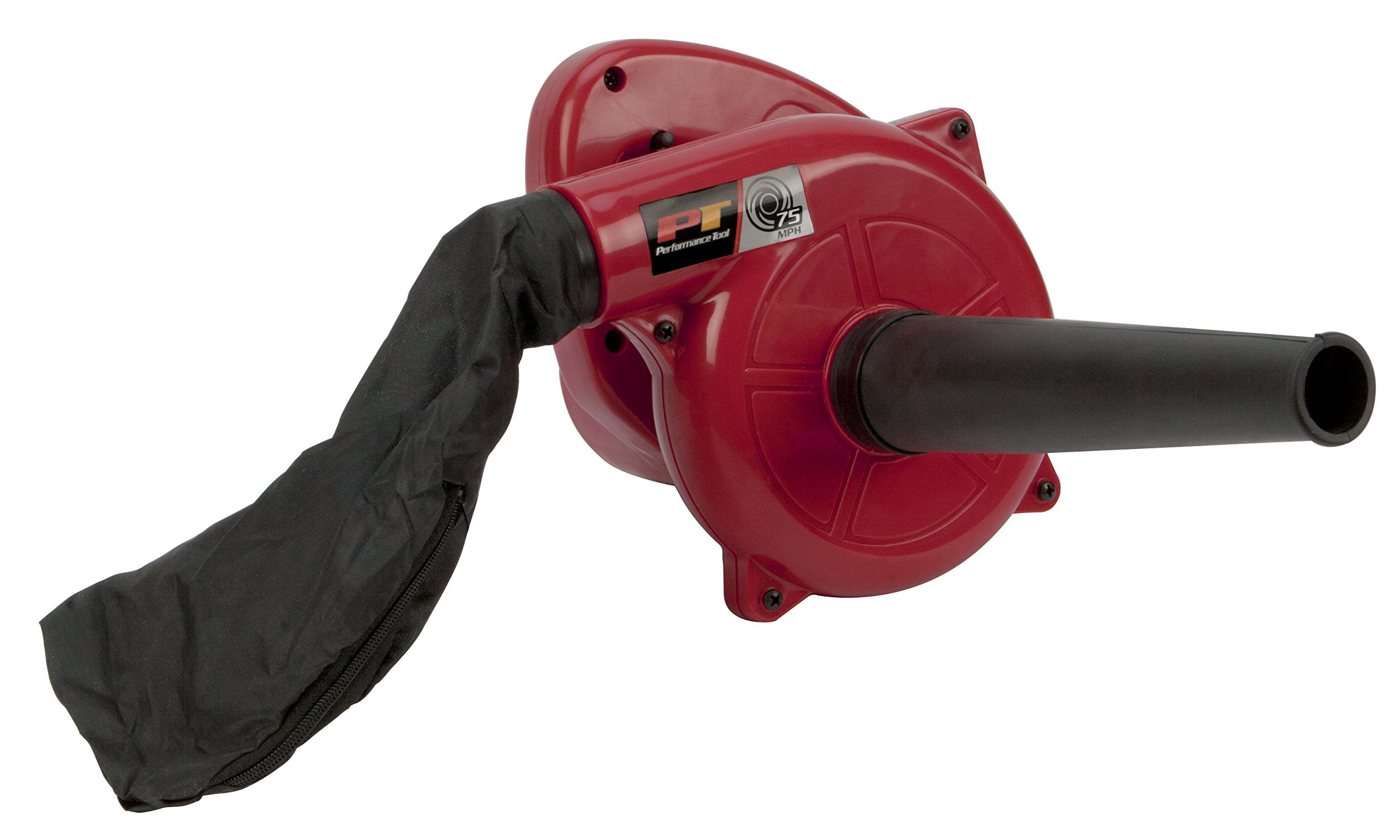 Performance Tool W50063 600W Garage/Shop Handheld Blower - Compact, 75+ mph air Flow, 16,000 max RPM - Large Handle with Lockable Trigger - Includes Vaccum Bag
