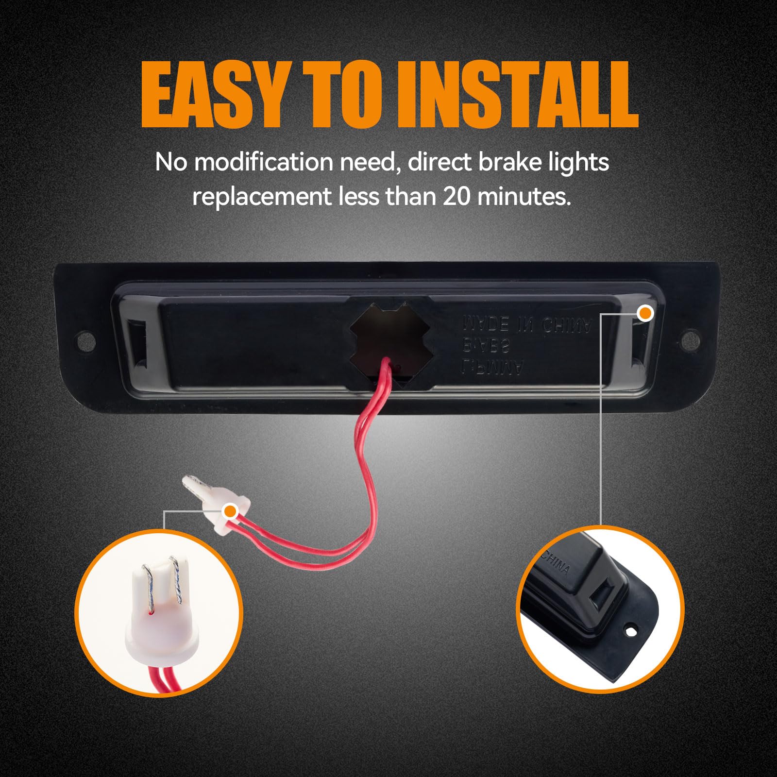 Cxdar Third 3Rd Brake Light Led For 1997-2006 Jeep Wrangler, High Mount Rear Brake Lights Assembly For 97-06 Wrangler Tj, Waterp