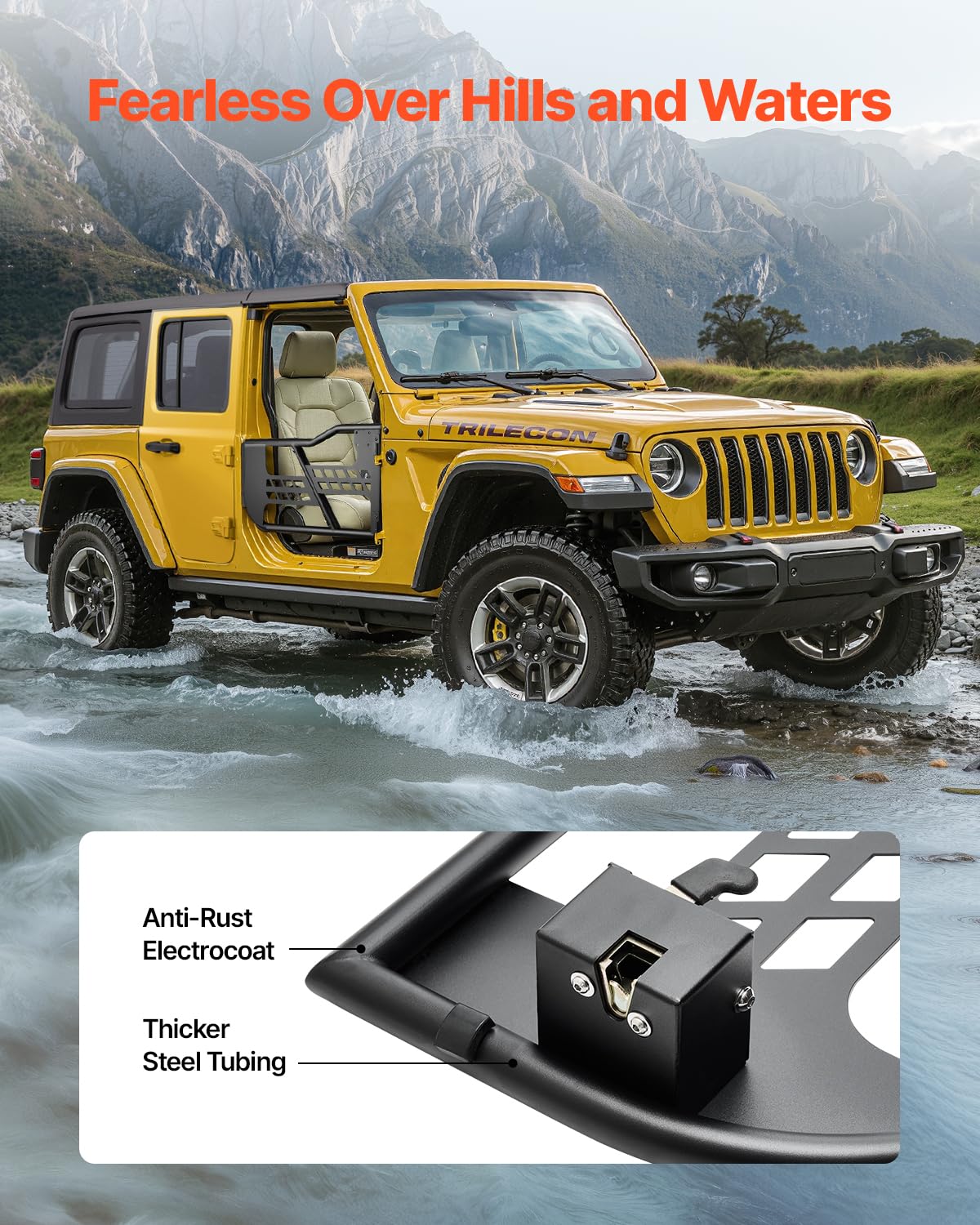 VEVOR Jeep Tube Doors, 2-Door, Hunting Style Jeep Tubular Door with Heavy-Duty Hinges & OE Latch, Jeep Doors with Rubber Pads &
