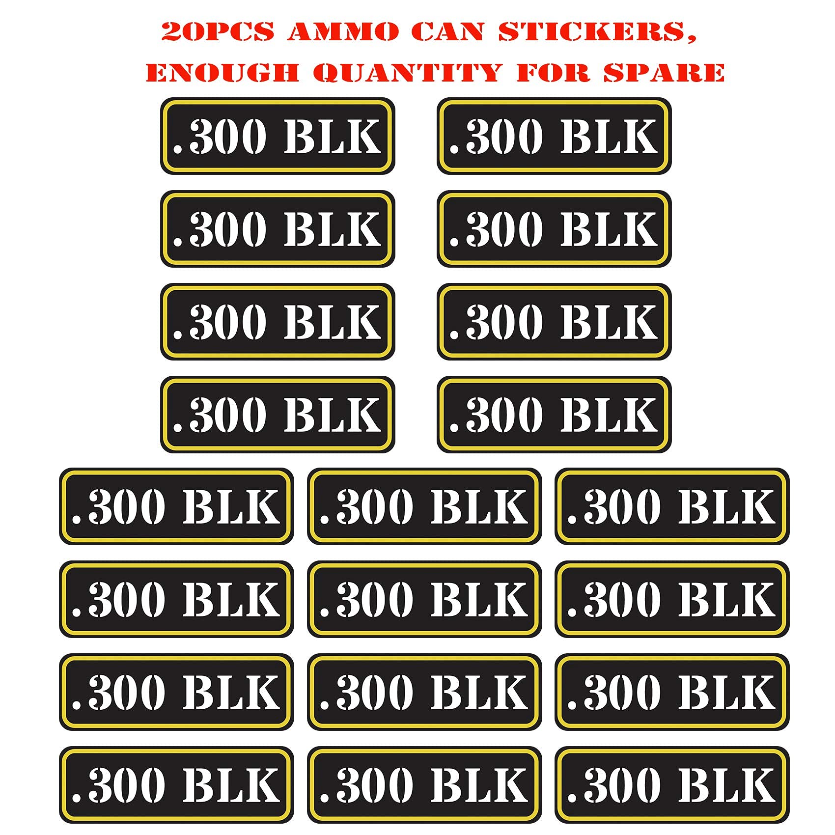Aolamegs Ammo Can Vinyl Sticker Set Decal Label For Cans Cases Boxes .22 .223 .308 9Mm .380 .45 5.56 7.62 12Ga 300Blk (20 Pack/3