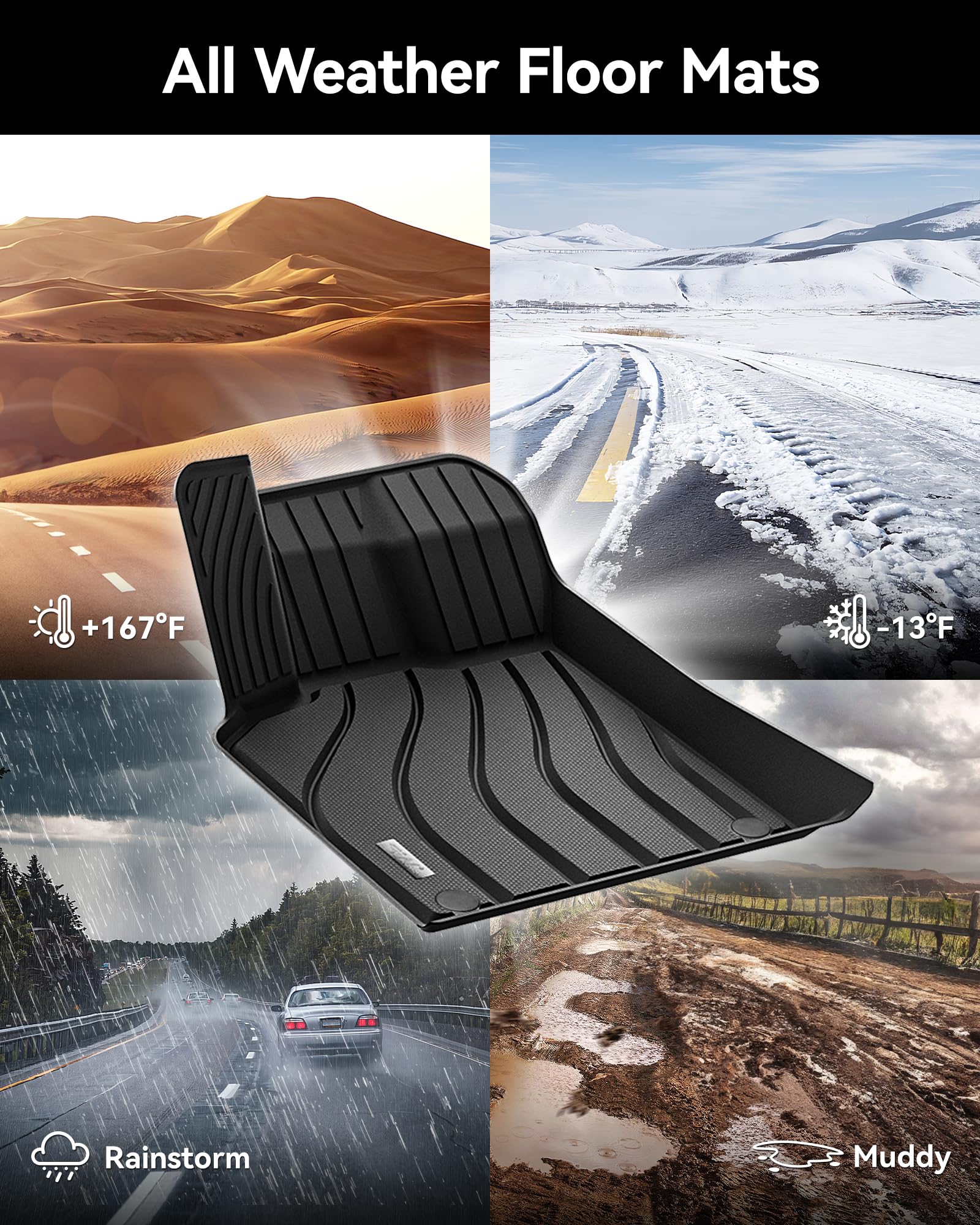 3W Floor Mats & Cargo Liner For Porsche Macan 2014-2025 Tpe All Weather Custom Fit Floor Liner For Macan Full Set Car Liner Blac